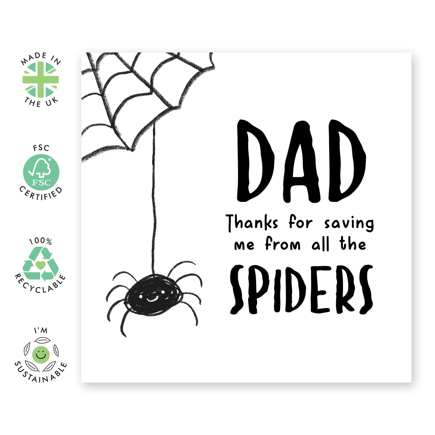 Central 23 Witty Greeting Card - 'DAD SAVING US FROM SPIDERS' - For Dads Daddys Fathers- Gift for Father’s Day or Any Occasion - Show Appreciation with a Clever Twist - Comes with Stickers