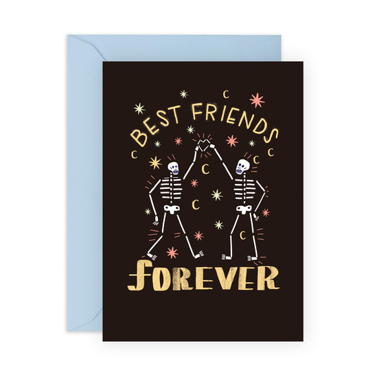 Skeleton Birthday Card - 'Skeleton Best Friends' - Gifts for Men, Friends, Buddies, Bro, BFF - Rock and Roll - Comes with Fun Stickers