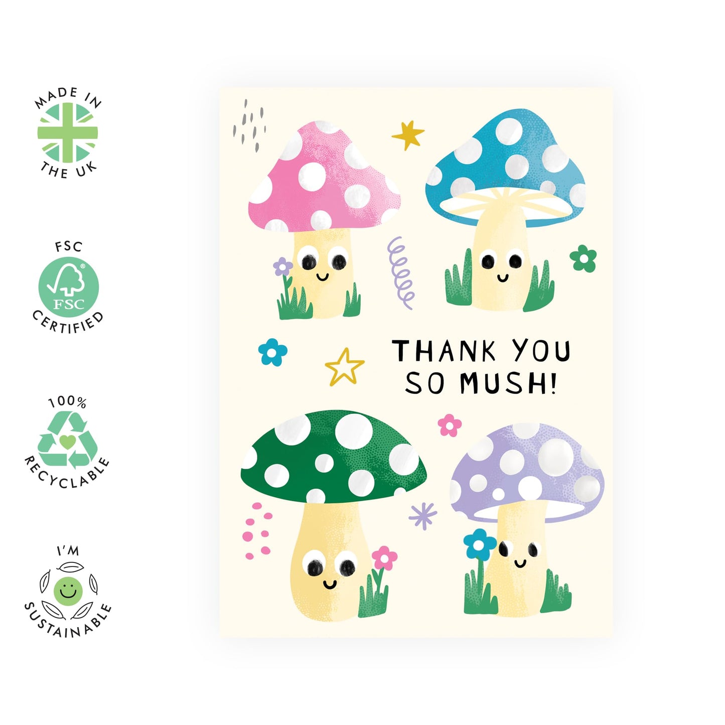 Grateful Greeting Card - 'THANK YOU SO MUSH' - Perfect for Expressing Appreciation with a Playful Pun - Ideal for Friends and Family Who Love a Good Laugh - Comes With Stickers By Central 23