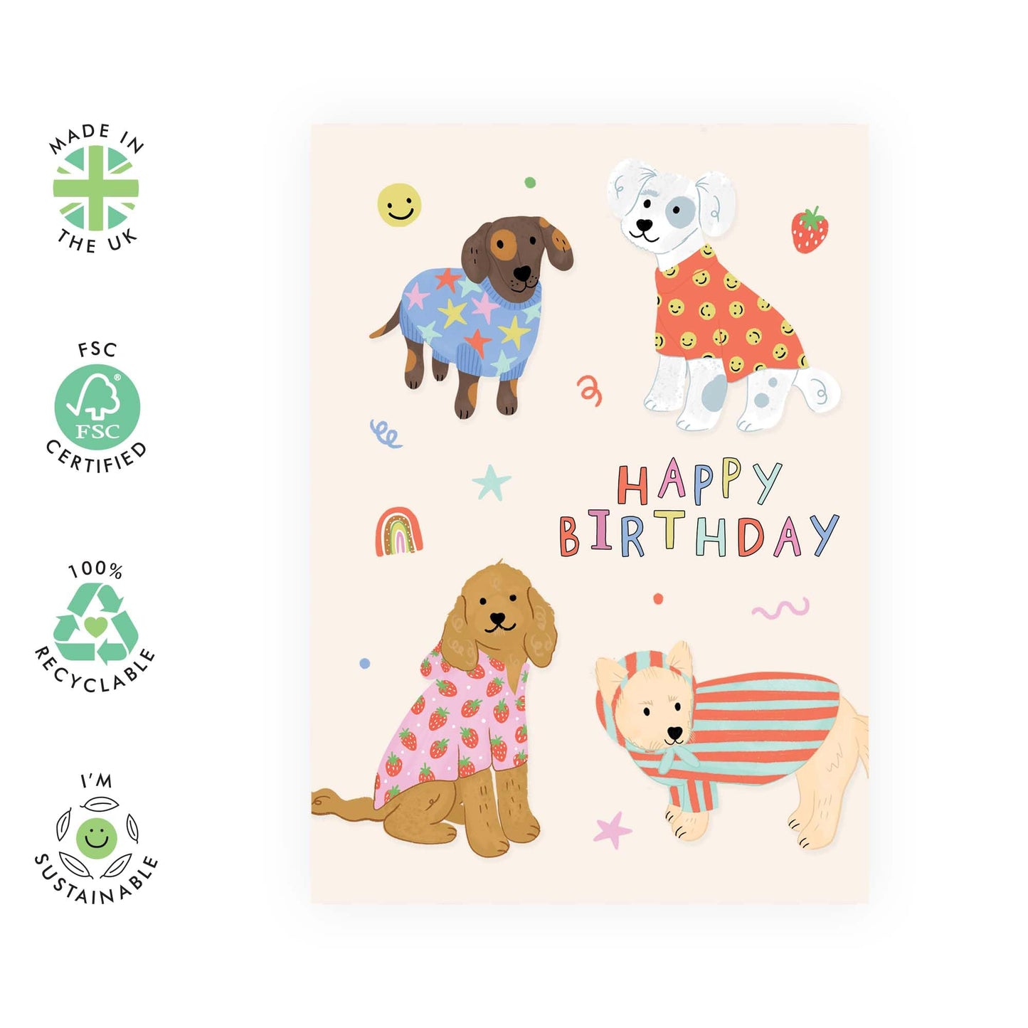 Adorable Pets Birthday Card - 'Dogs Birthday' - Gifts for Bruv, Mates, Best Friends, BFF, Dog Owners, Pet Lovers, Fur Dad, Mum- Cute Dog Outfits - Comes with Fun Stickers