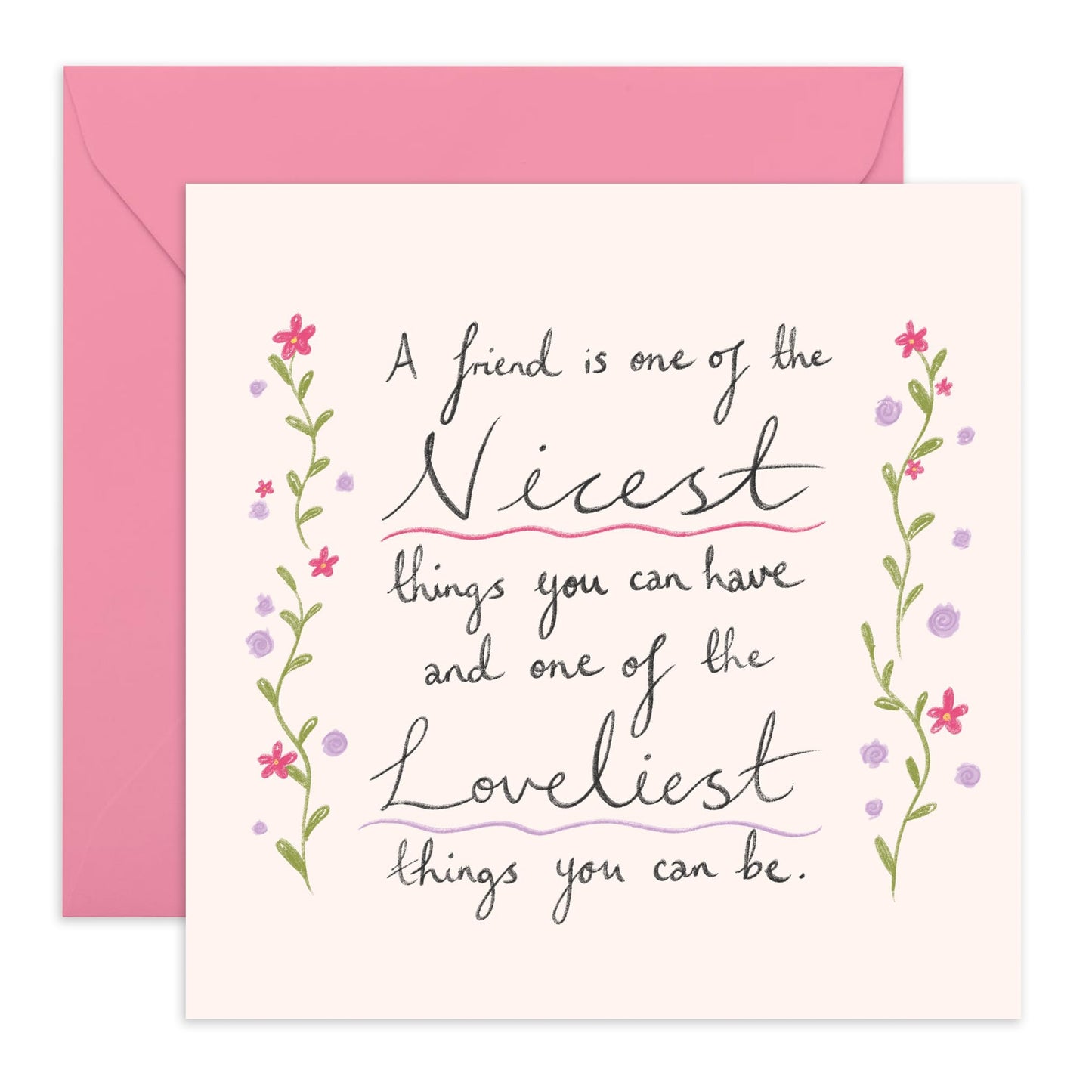 Friendly Greeting Card - 'Friendship 3' - Gift for Besties, Best Friends, Colleagues, Coworkers, BFF, Cousin, Coworkers, Sis, Family - Loveliest - Comes with Fun Stickers