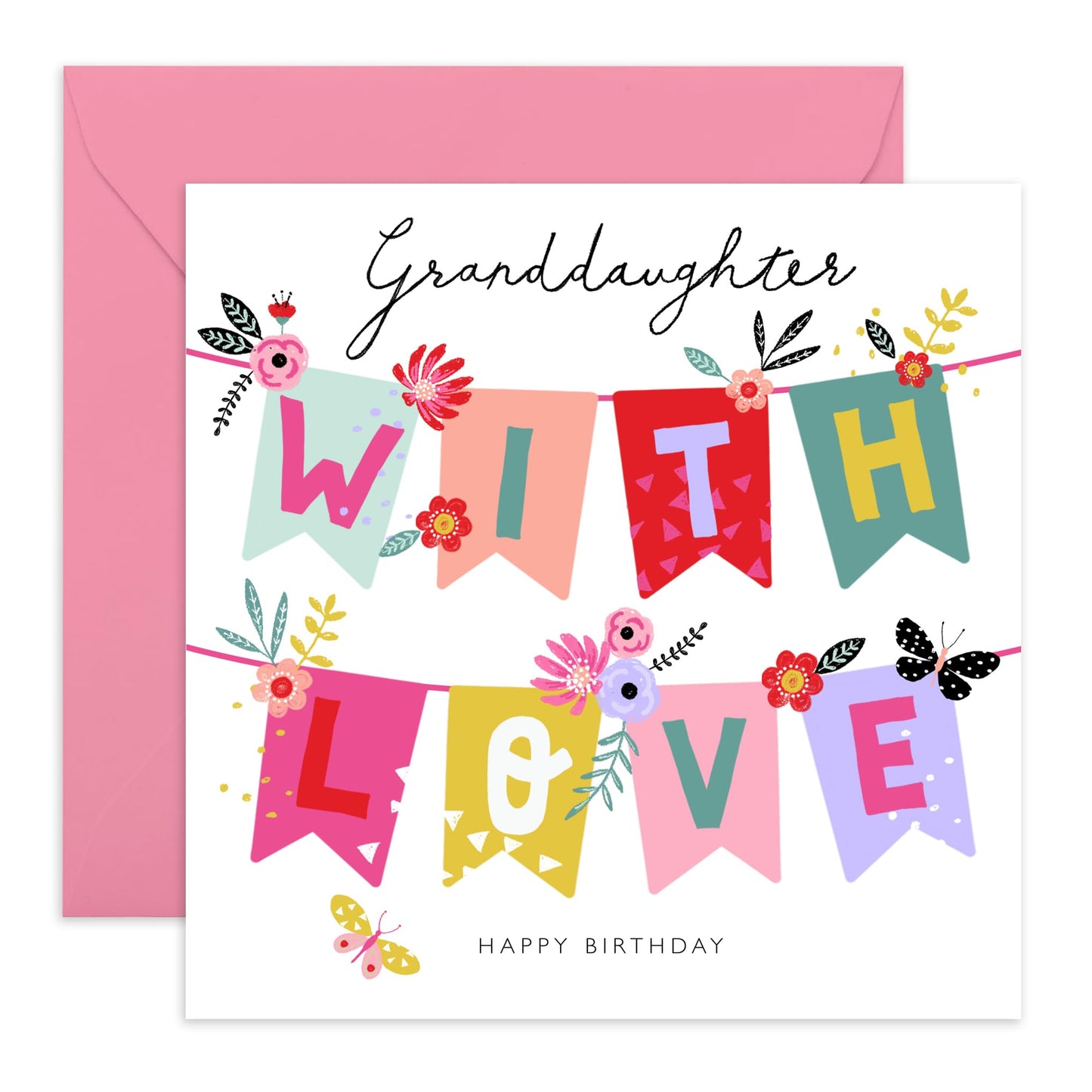 Happy Birthday Cards For Girls - Granddaughter Birthday Cards For Her Teenage Women - With Love On Your Bday - Celebration Cards And Envelopes - Comes With Fun Stickers By Central 23