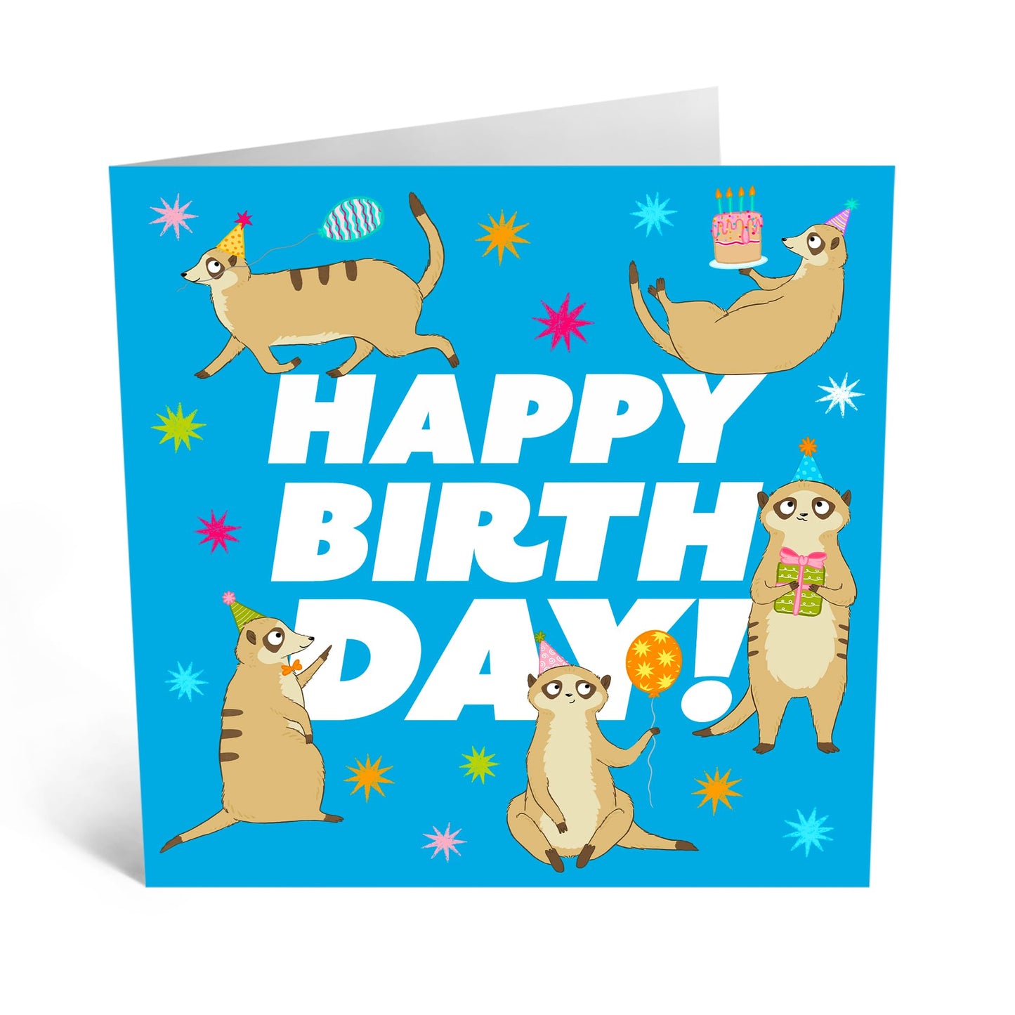 Greeting Card - 'BIRTHDAY MEERKATS' - Perfect for Celebrating with a Fun Twist & Adorable Meerkat Design - Ideal for Adding a Touch of Joy & Whimsy to Any Birthday - Comes With Stickers By Central 23