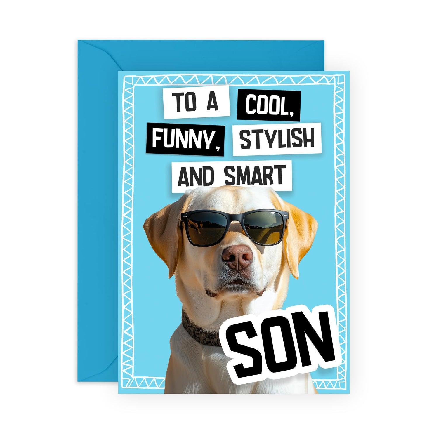 Greeting Card - 'SON DOG' - Perfect for Celebrating Your Special Bond with a Touch of Furry Charm - Ideal for Adding Warmth & Affection to Any Occasion for Your Son - Comes With Stickers By Central 23