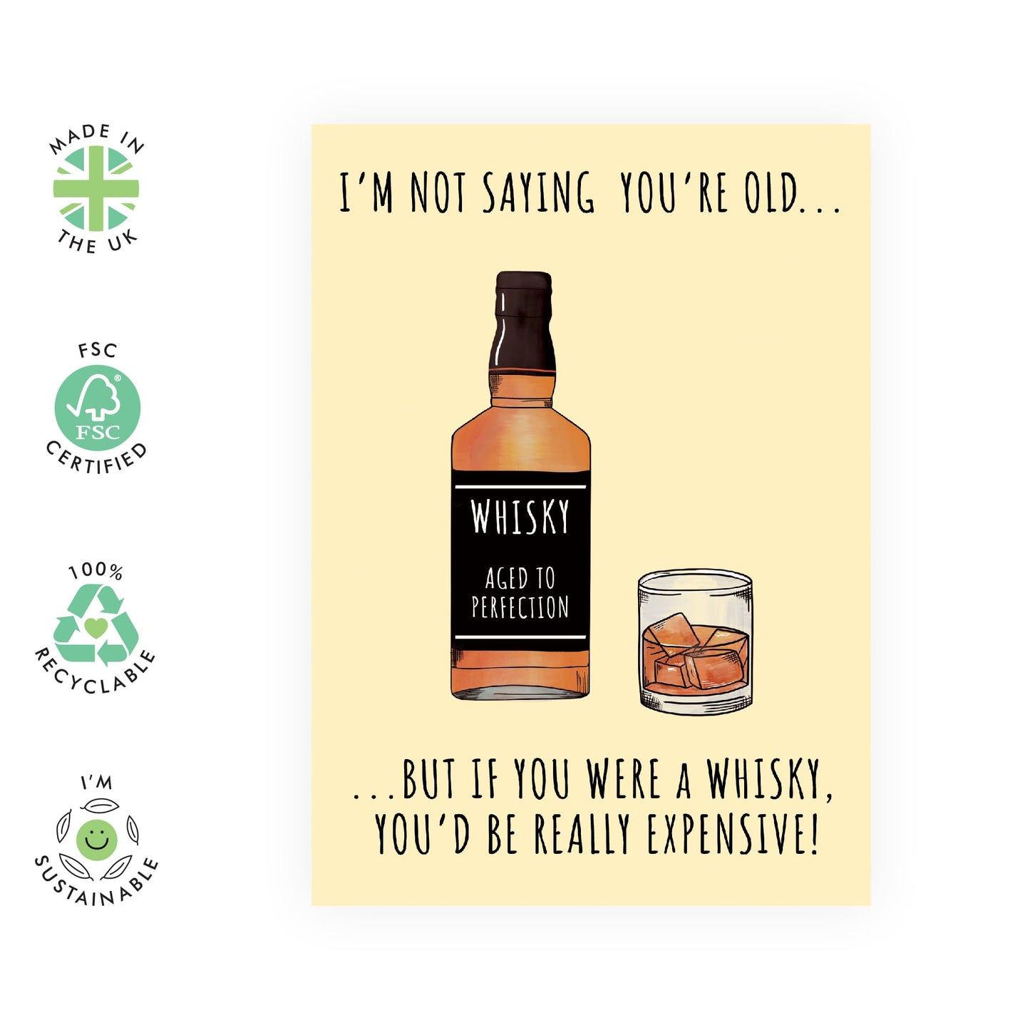 Male Birthday Cards For Him Funny - 'Expensive Whisky' - Funny Birthday Cards For Men Women Him Her - Humour - Gifts For Mum Dad Grandpa Uncle Husband - Comes With Stickers - Made In UK By Central 23