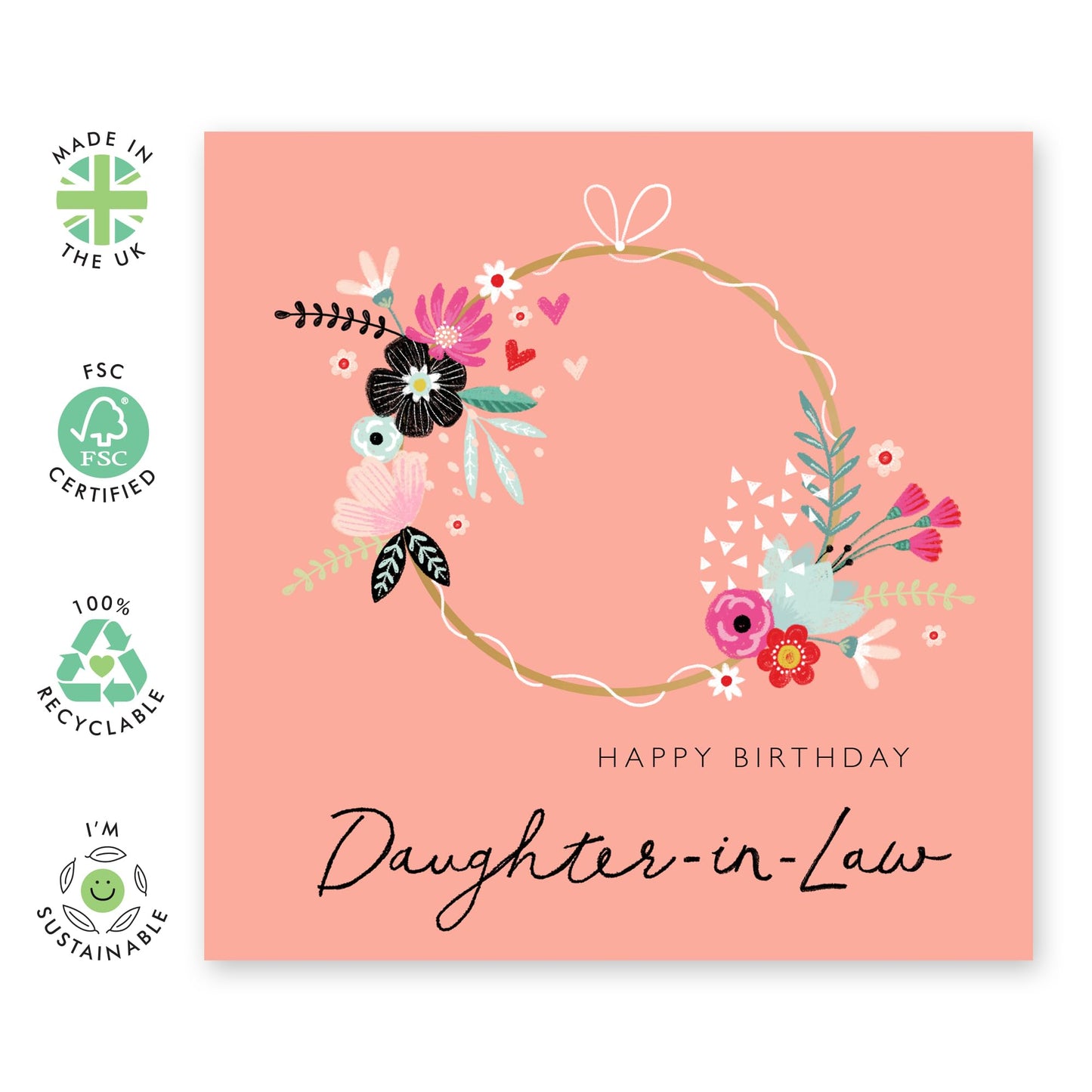 Birthday Card For Daughter-in-law - Floral Greeting Cards And Envelopes For Women Female - Daughter In Law Birthday Cards For Her - Sweet Gifts From Mother In Law - Comes With Stickers By Central 23