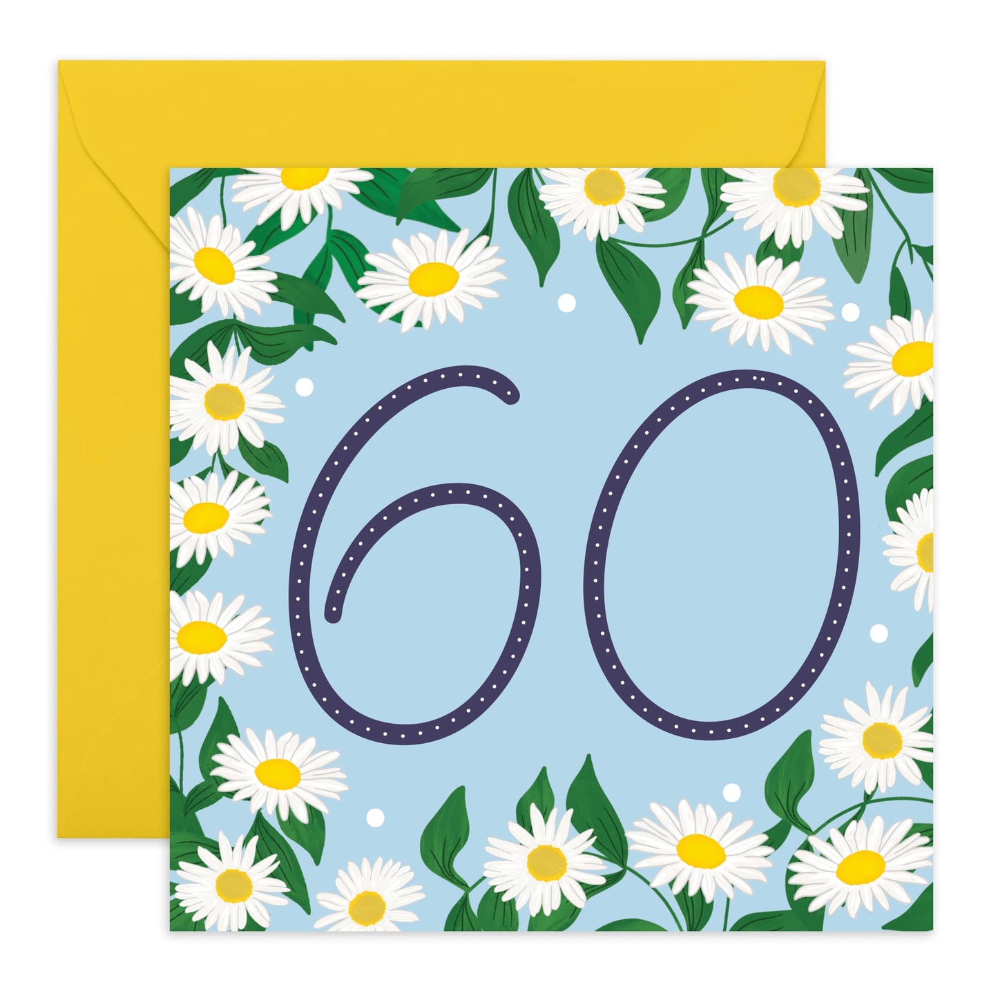 60th Birthday Card For Women - Daisy Chain 60 - Wife Mum - Sister - Floral Birthday Card - Happy Sixtieth Birthday Greeting Card Female Friends - Comes With Fun Stickers - By Central 23