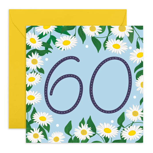60th Birthday Card For Women - Daisy Chain 60 - Wife Mum - Sister - Floral Birthday Card - Happy Sixtieth Birthday Greeting Card Female Friends - Comes With Fun Stickers - By Central 23