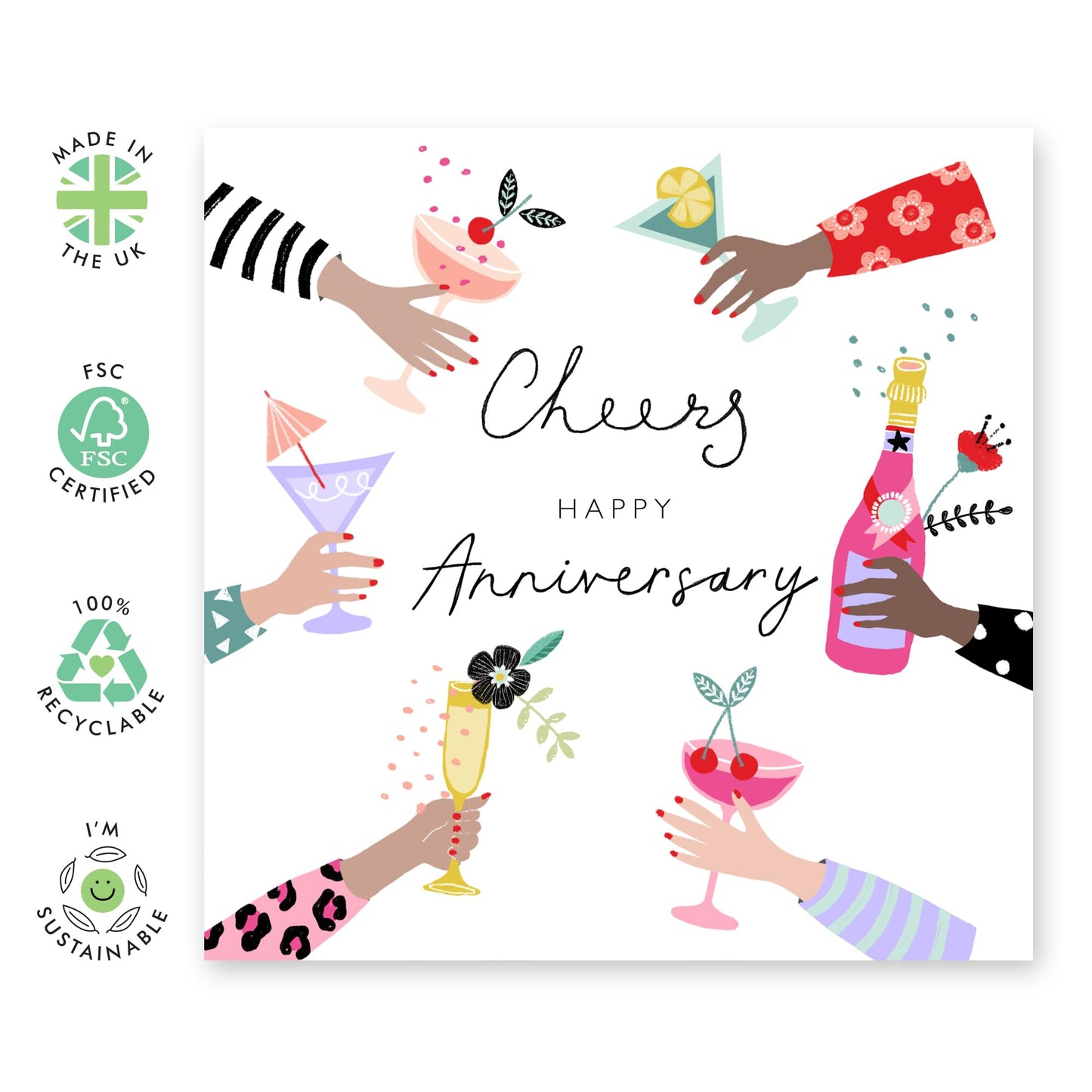 Anniversary Card For Best Friends - Cheers Anniversary - Anniversary Card Husband Wife - Girlfriend Boyfriend - Greeting Cards For Fiance - Couple - Comes With Fun Stickers By Central 23