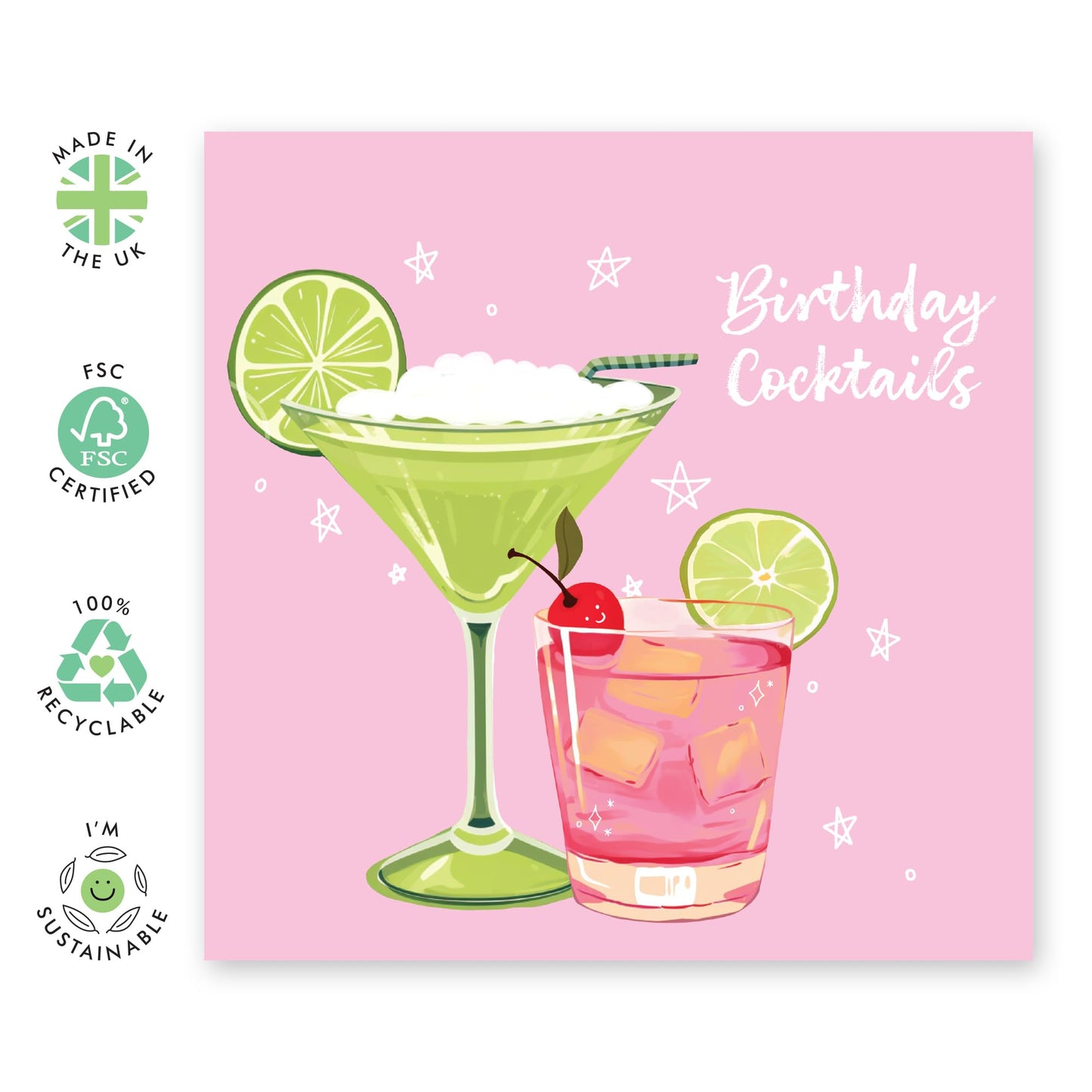 Birthday Cards For Her - Birthday Cocktails - Party Birthday Cards For Mum Mummy - Aunt Auntie - Funny Greeting Card - Gift For Sister - Comes With Stickers By Central 23