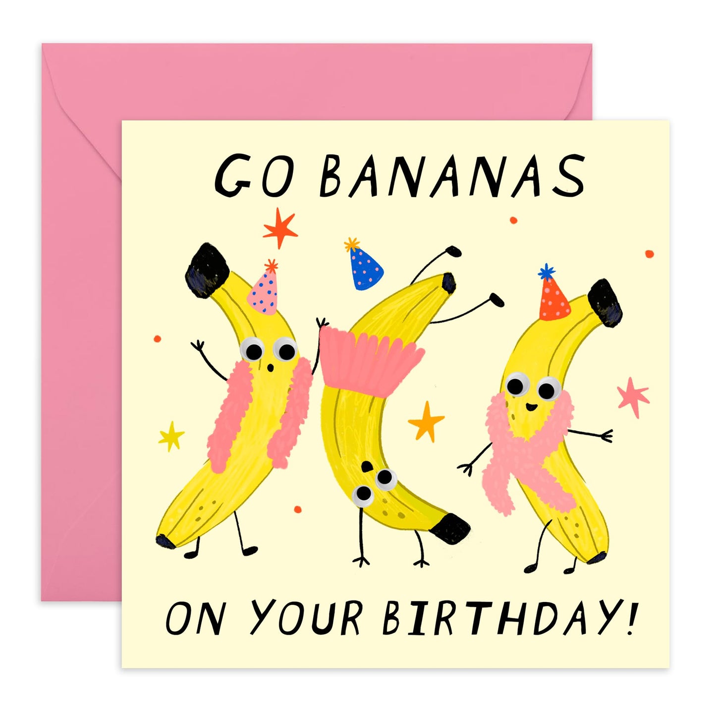 Greeting Card - 'BANANAS' - Perfect for Any Occasion with a Fun & Fruity Twist - Ideal for Adding a Touch of Humor & Playfulness to Celebrations or Everyday Moments - Comes With Stickers By Central 23