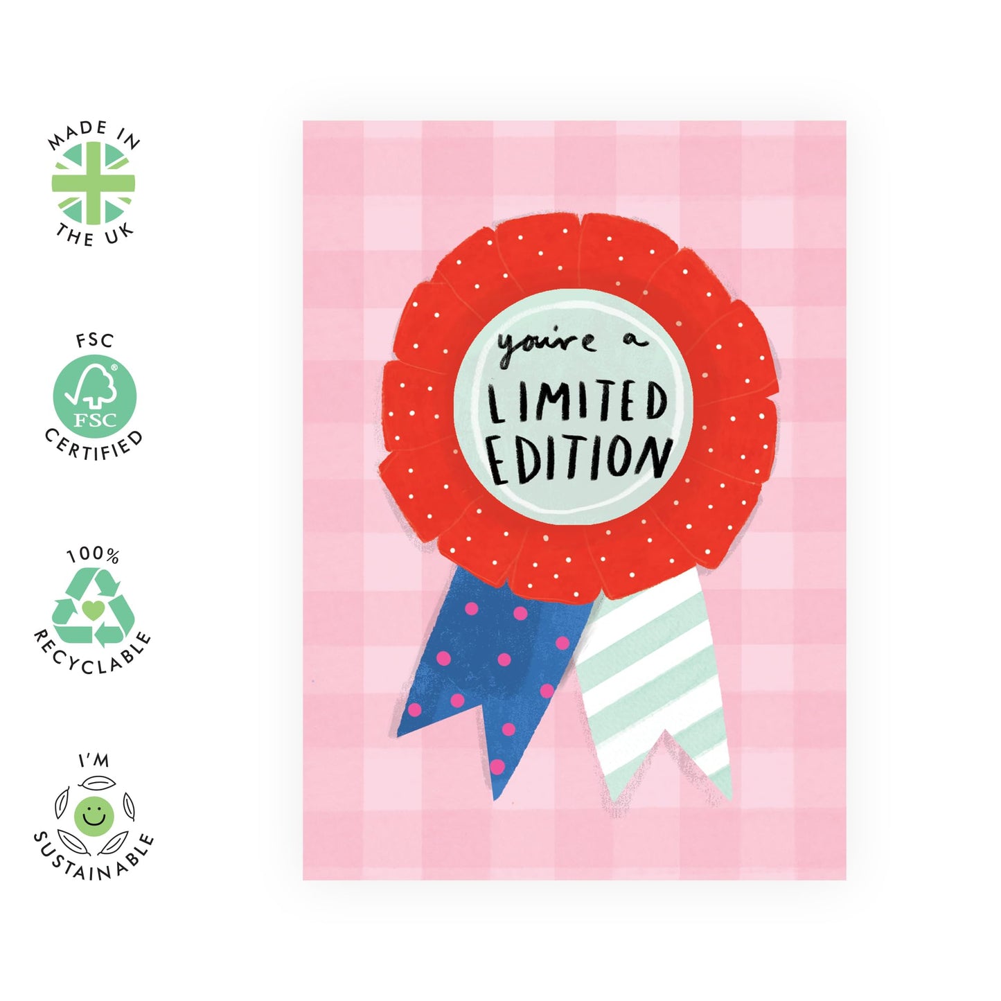 Exclusive Greeting Card - 'LIMITED EDITION ROSETTE' - Perfect for Celebrating Someone Special with a Unique Touch - Ideal for Those Who Are Truly One-of-a-Kind - Comes with Stickers by Central 23