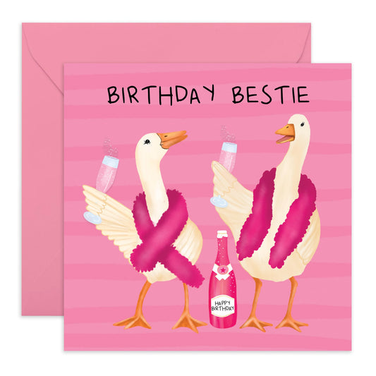 Birthday Card for Friends - 'Birthday Bestie' - Gifts for BFF, Girlfriends, Sister, Close Friends - BFF Forever - Comes with Fun Stickers