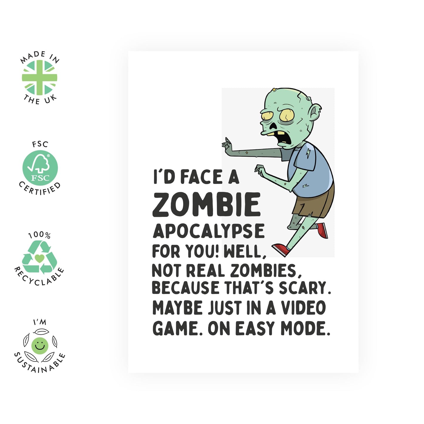 Anniversary Cards For Wife Husband - Id Face A Zombie Apocalypse - Funny Valentines Cards For Boyfriend Girlfriend - Wedding Anniversary Card For Couple - Comes With Stickers By Central 23