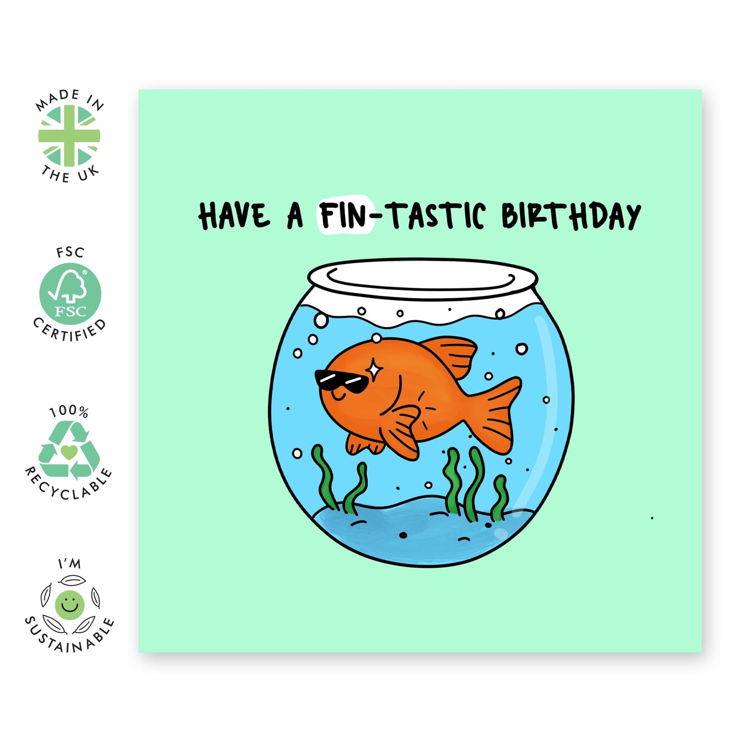 Birthday Greeting Card - 'FIN-TASTIC' - Perfect for Adding a Fun and Playful Touch to Birthday Celebration - Ideal for Him, Her, Friends, Family, Colleagues Brother - Comes With Stickers By Central 23