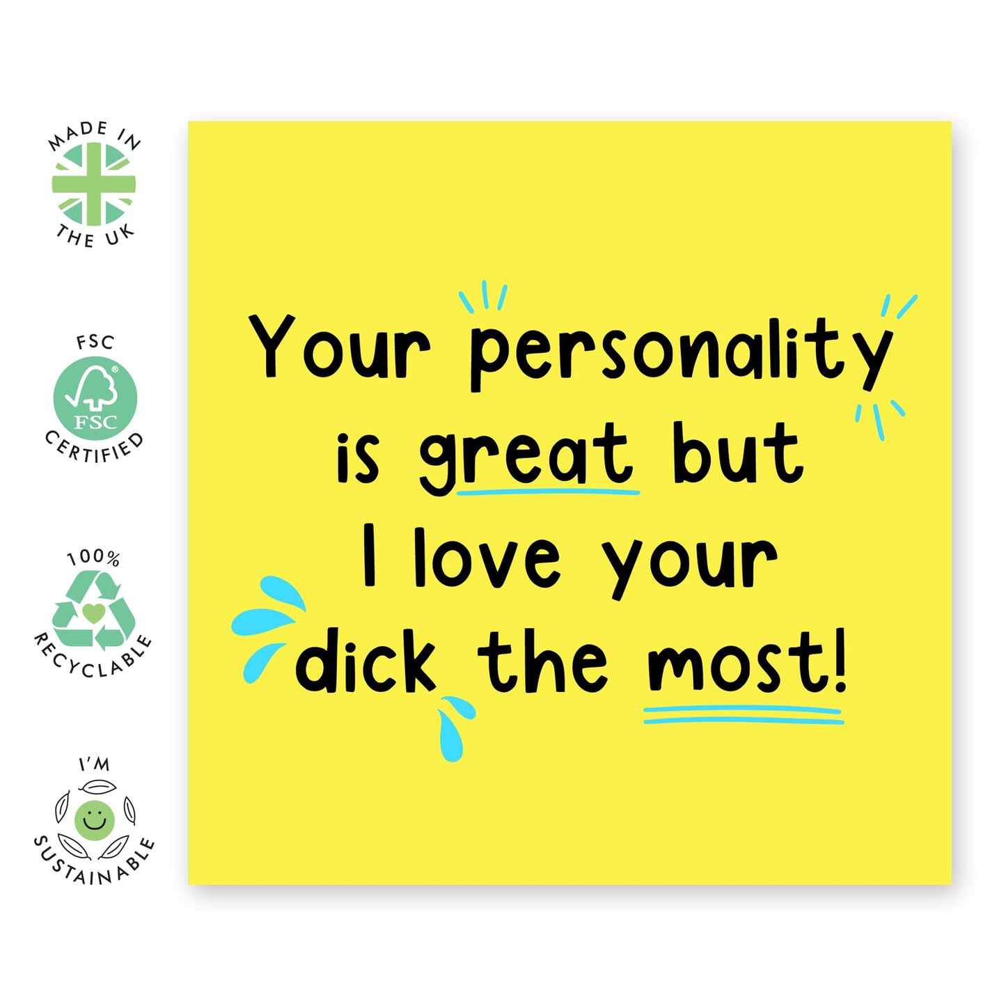 Anniversary Card For Couple - Personality Is Great Love Your Dick The Most - Valentines Day Card For Boyfriend - Greeting Cards For Fiance - Husband - Comes With Fun Stickers By Central 23