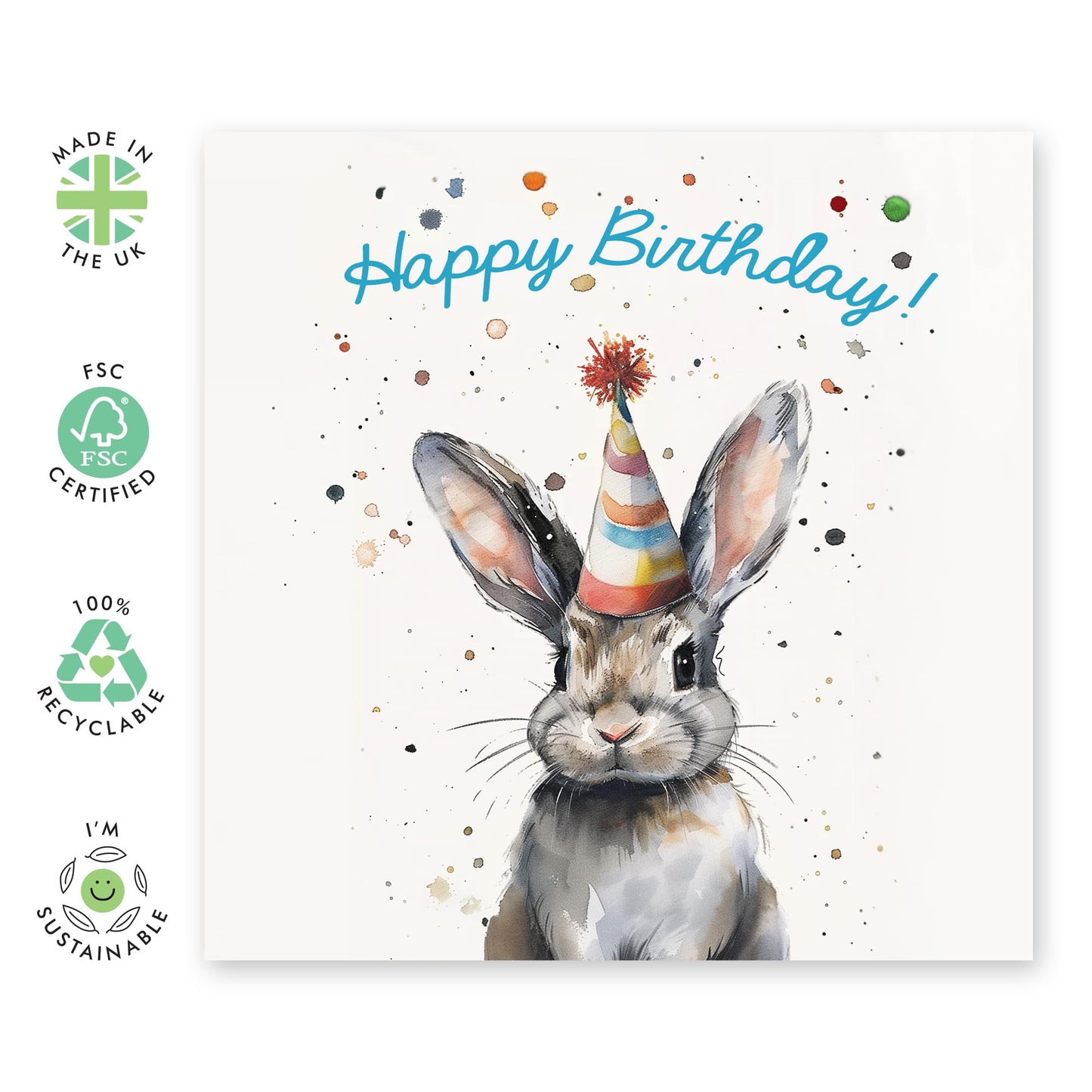 Birthday Greeting Card - 'BIRTHDAY BUNNY' - Perfect for Celebrating with a Cute and Cheerful Twist - Ideal for Adding a Touch of Fun and Whimsy to Their Special Day - Comes With Stickers By Central 23