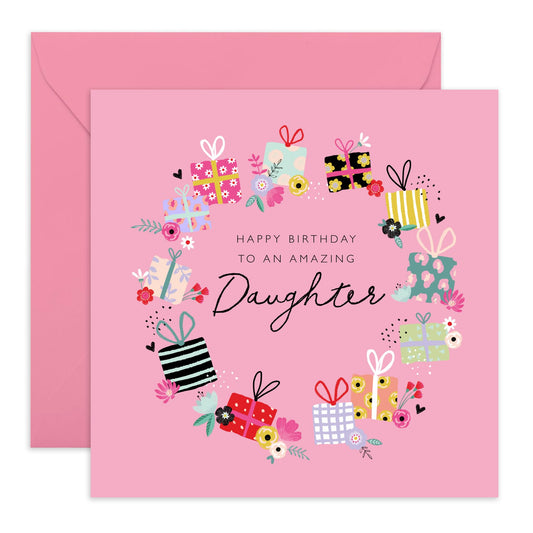Daughter Birthday Card For Women - To An Amazing Daughter - Love Cards For Her - Flowers Hearts - Sweet Heartfelt Gifts For Female Teens Girls - Comes With Cute Stickers By Central 23