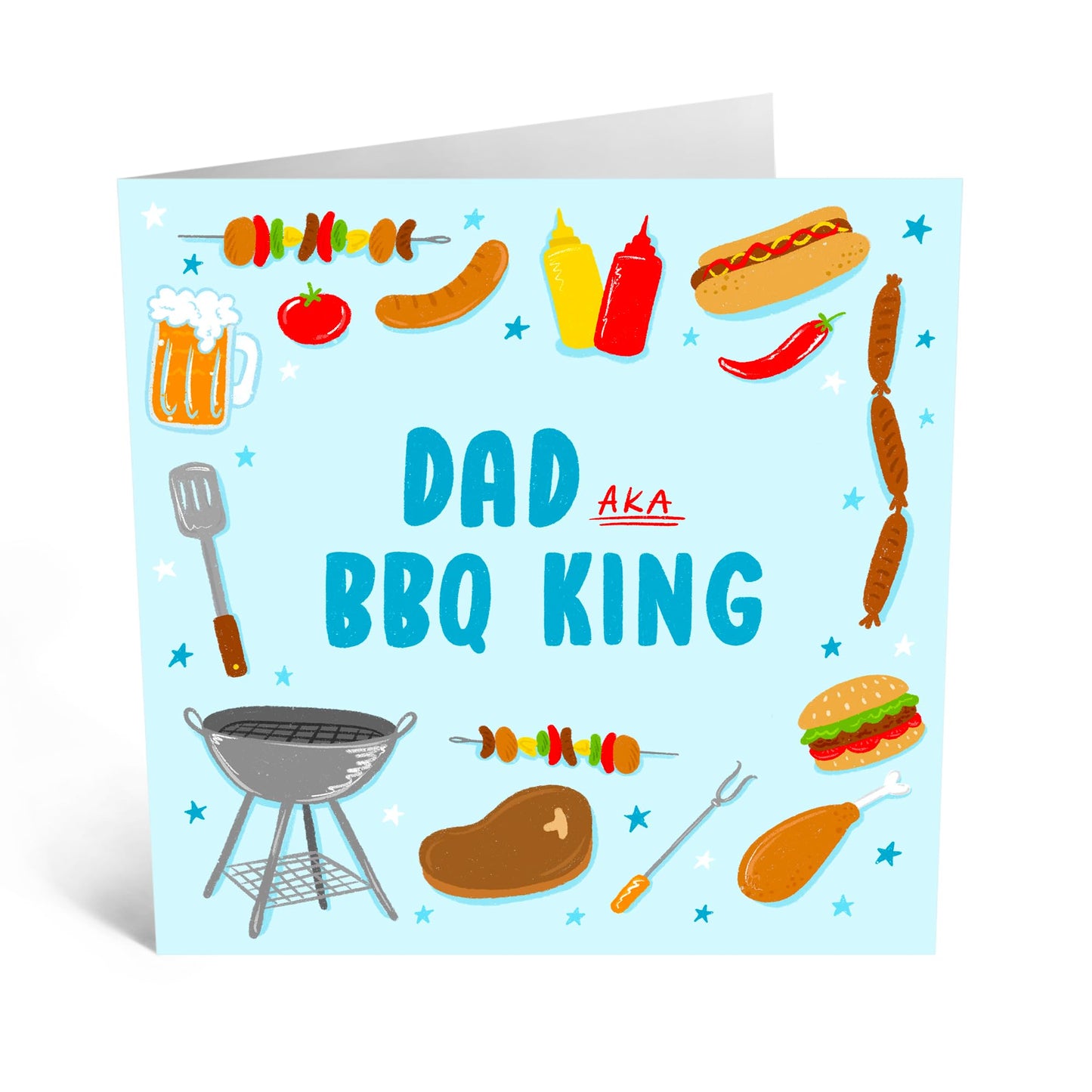 Heartfelt Greeting Card - 'Dad AKA BBQ King' - Perfect for Celebrating Your Father Daddy Dad with a Fun BBQ Theme - Ideal to Honor Your Grill Master on Any Occasion - Comes With Stickers By Central 23