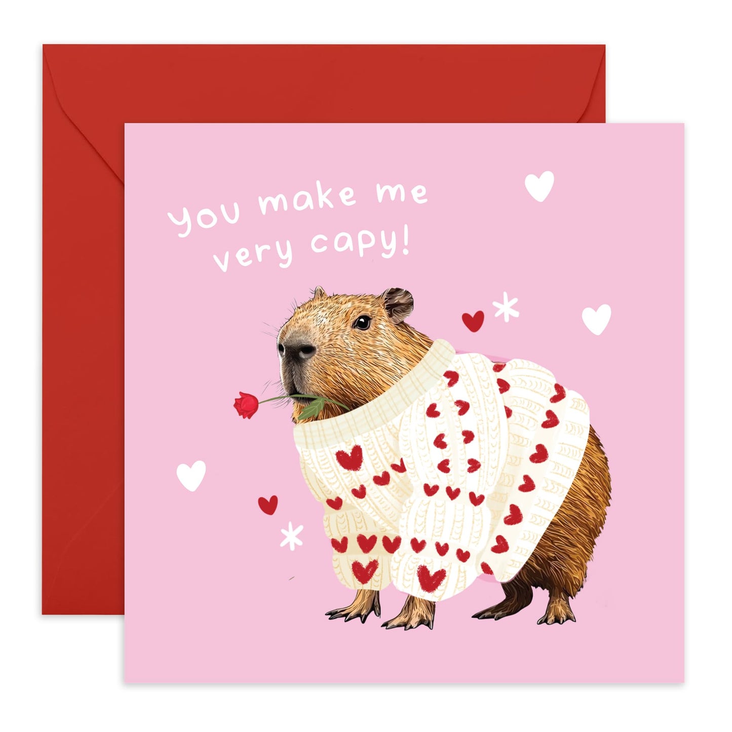 Cute Love Card - 'Capy Love' - Romantic Gifts for Husband, Wife, Partner, Other Half, Married Couples, Girlfriend, Boyfriend - Valentines Day Present - Comes with Fun Stickers
