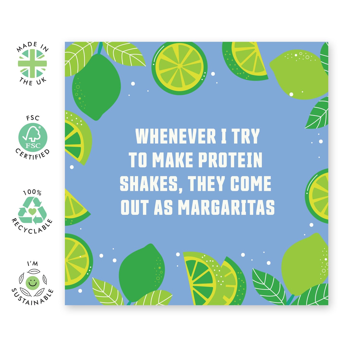 Ladies Birthday Cards For Her - When I Go To Make Protein Shakes They Come Out As Margaritas - Friend Birthday Gifts - Female Pretty Birthday Card - Comes With Fun Stickers By Central 23