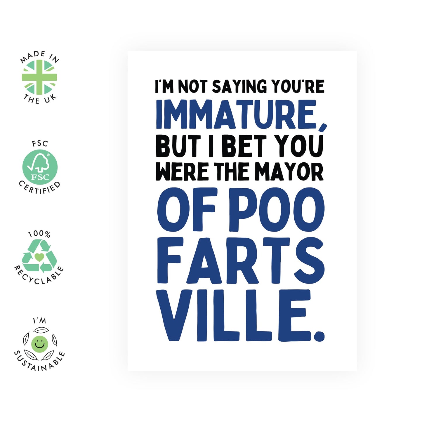 Hilarious Birthday Card - 'Poo Farts Ville' - Gifts for Colleagues, Co-workers, Best Friends, Cousin, Bruv ,Mate, Bro, Besties - Dear Mayor - Comes with Fun Stickers