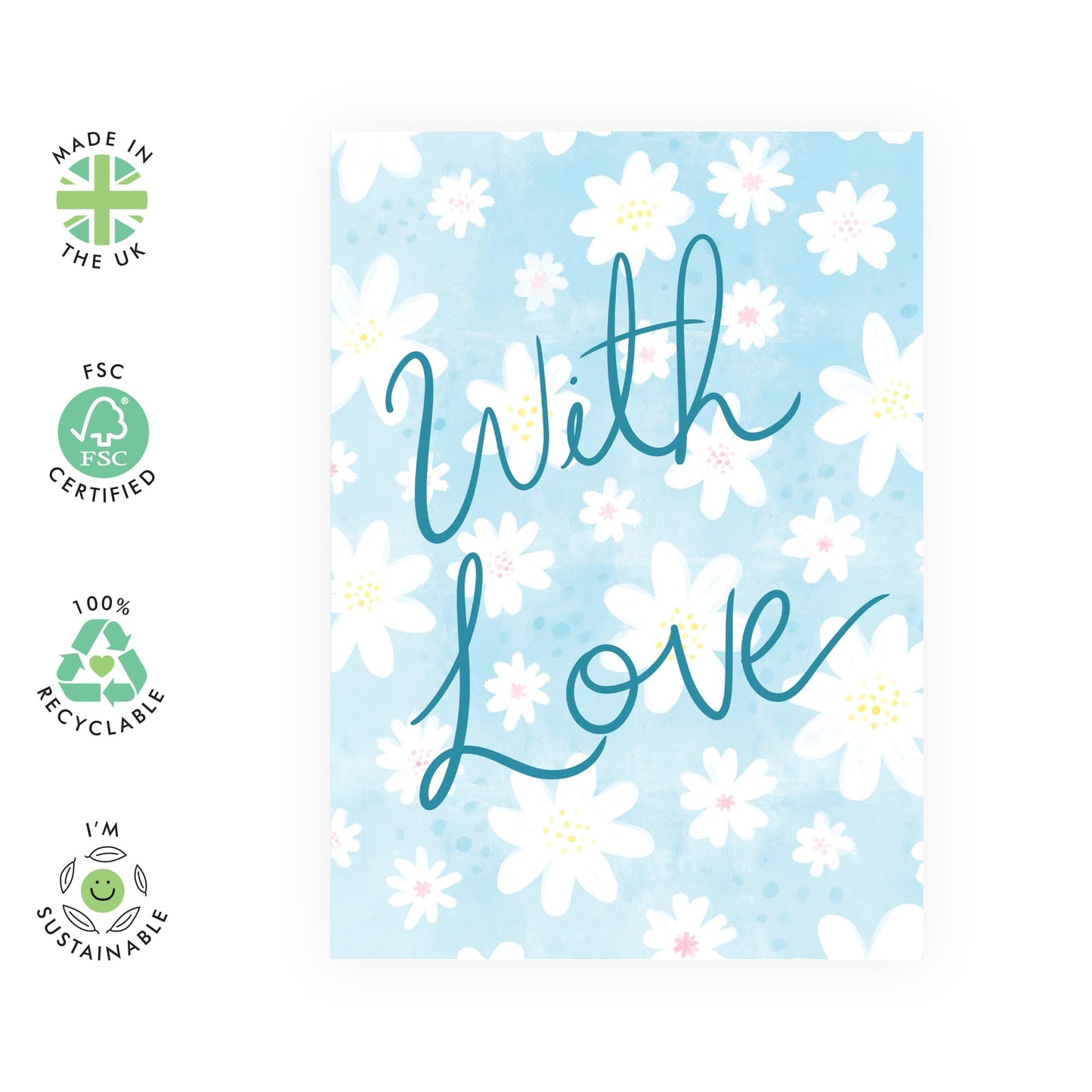 Sweet Anniversary Day Card - 'With Love Floral' - Romantic Gifts for Boyfriend, Husband, Wife, Girlfriend, Partner, Other Half - Valentines Present - Comes with Fun Stickers