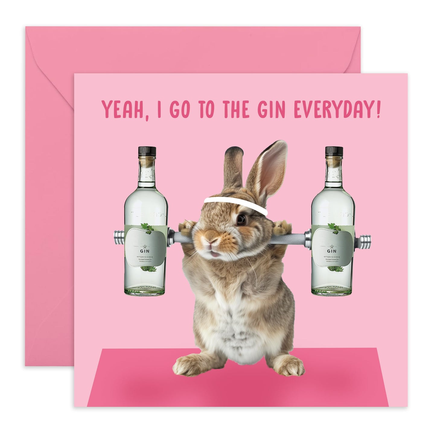 Funny & Cute Bunny Birthday Cards For Women Men - Gin Everyday - Exercise Joke Greeting Cards For Mum Dad Son Daughter Mummy Ma- Gifts For Him Her - Mothers Day Card - Comes With Cute Stickers