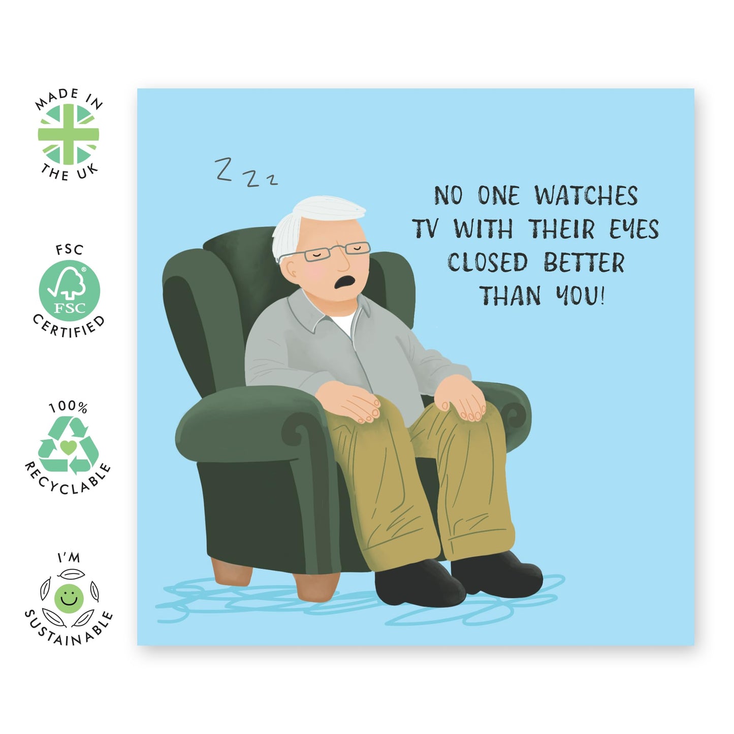 Funny Father's Day Card For Men - Dad Sleep On The Sofa - Dad Jokes Humour Sarcasm - Happy Birthday Card For Dad - Gifts For Him Papa Pop Daddy Comes With Cute Stickers By Central 23