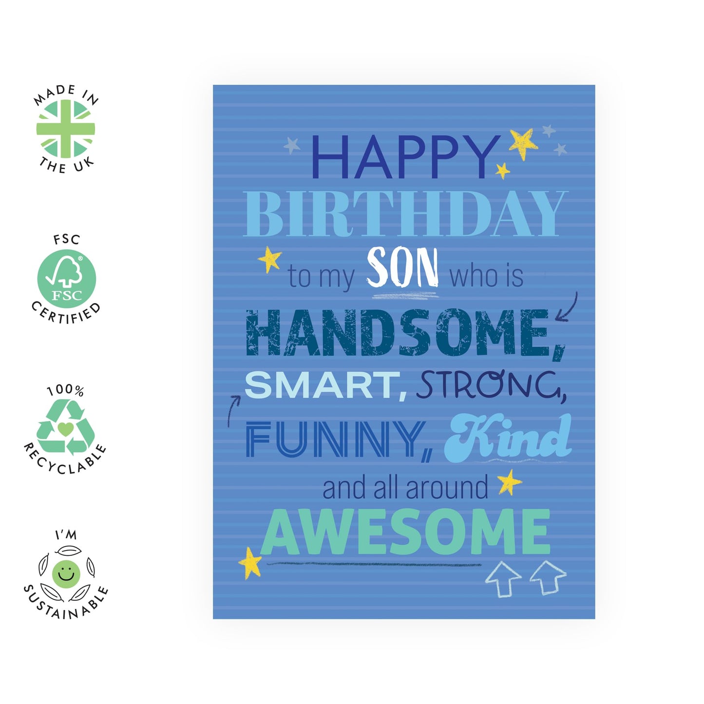Son Birthday Cards For Men - All Around Amazing - Sweet Greeting Cards For Men - Boys Birthday Card - Gifts For Son From Dad Or Mum - Comes With Stickers - By Central 23