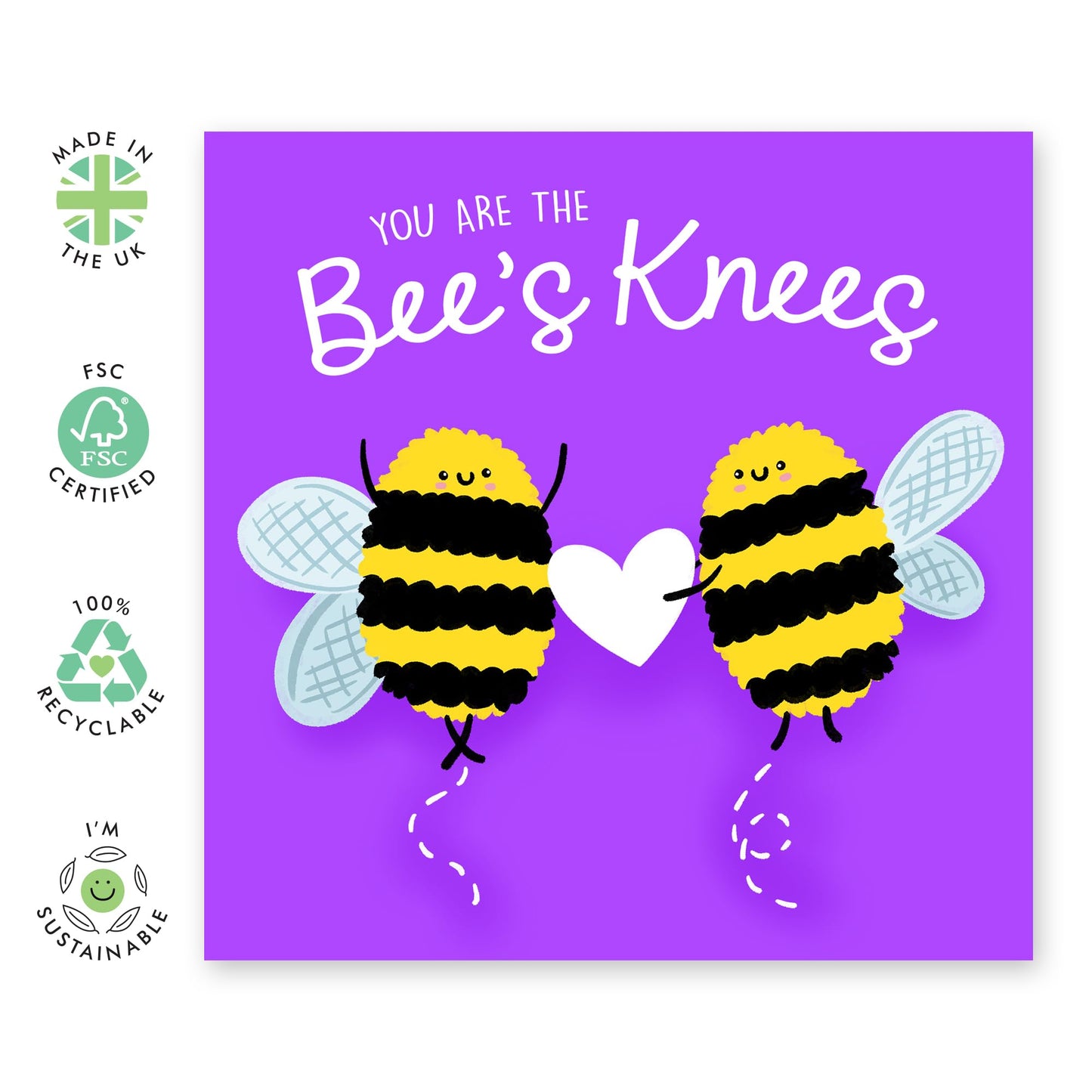 Purple Birthday Cards For Girlfriend - You Are The Bees Knees - Bee Anniversary Greeting Cards For Boyfriend - Gifts For Him Her Husband Wife Partner - Comes With Fun Stickers By Central 23