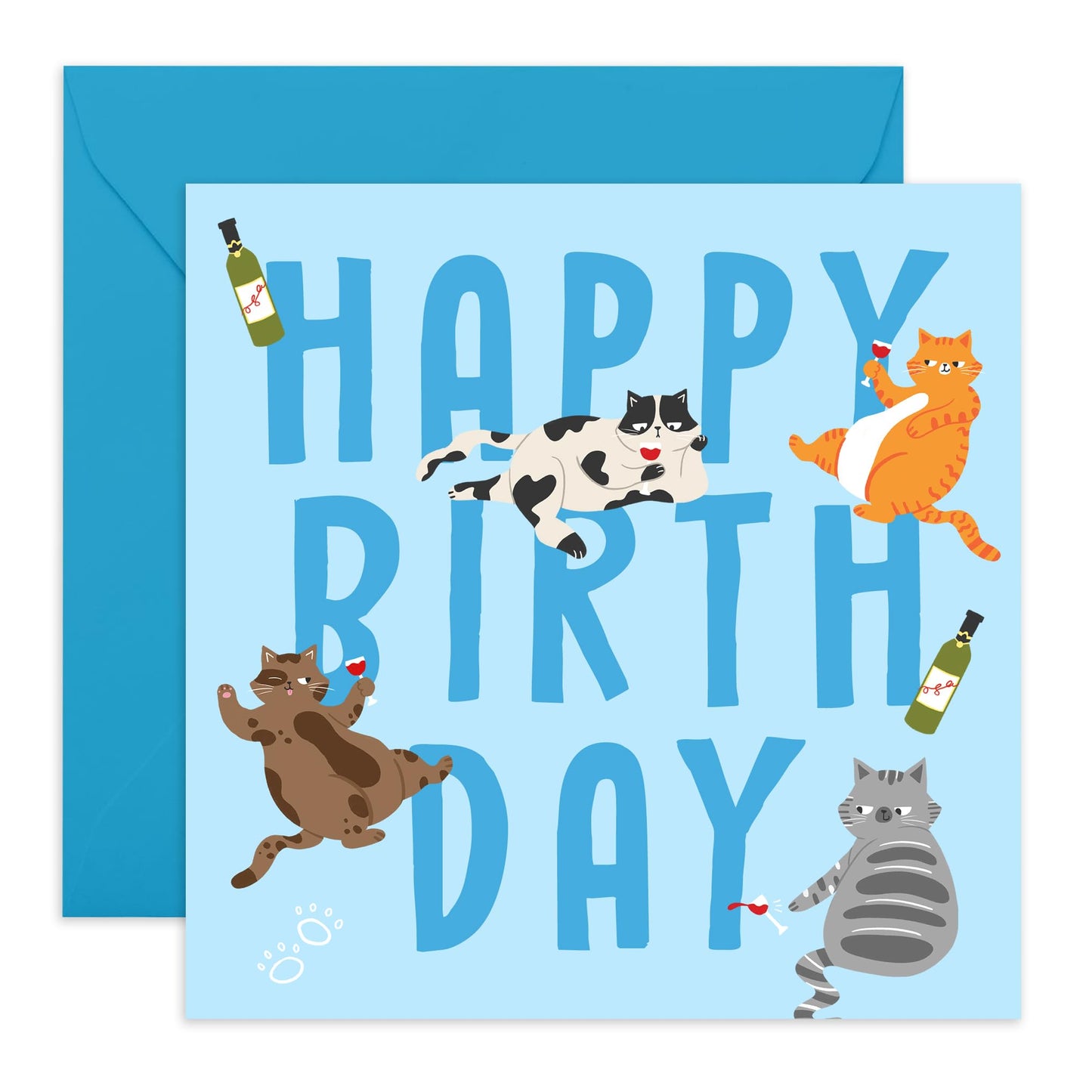 Birthday Card - Big Happy Birthday Wine Cats - Funny Birthday Card For Men And Women - Birthday Gifts For Cat Lovers - Birthday Card For Friends Pet Owners - Comes With Fun Stickers By Central 23