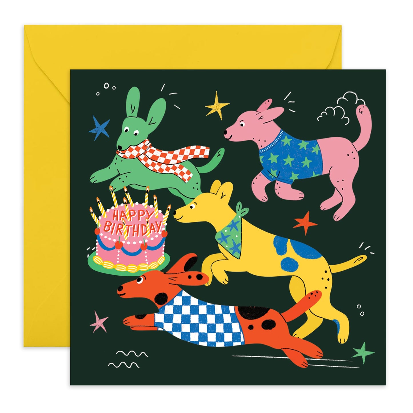 Dog Birthday Card - Birthday Cake Dogs - Birthday Cards From Dog - Sweet Greeting Cards For Fur Parents - Gifts From Pets Animals Fur Mum Dad - Comes With Fun Stickers By Central 23