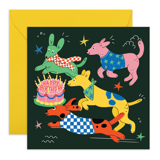 Dog Birthday Card - Birthday Cake Dogs - Birthday Cards From Dog - Sweet Greeting Cards For Fur Parents - Gifts From Pets Animals Fur Mum Dad - Comes With Fun Stickers By Central 23