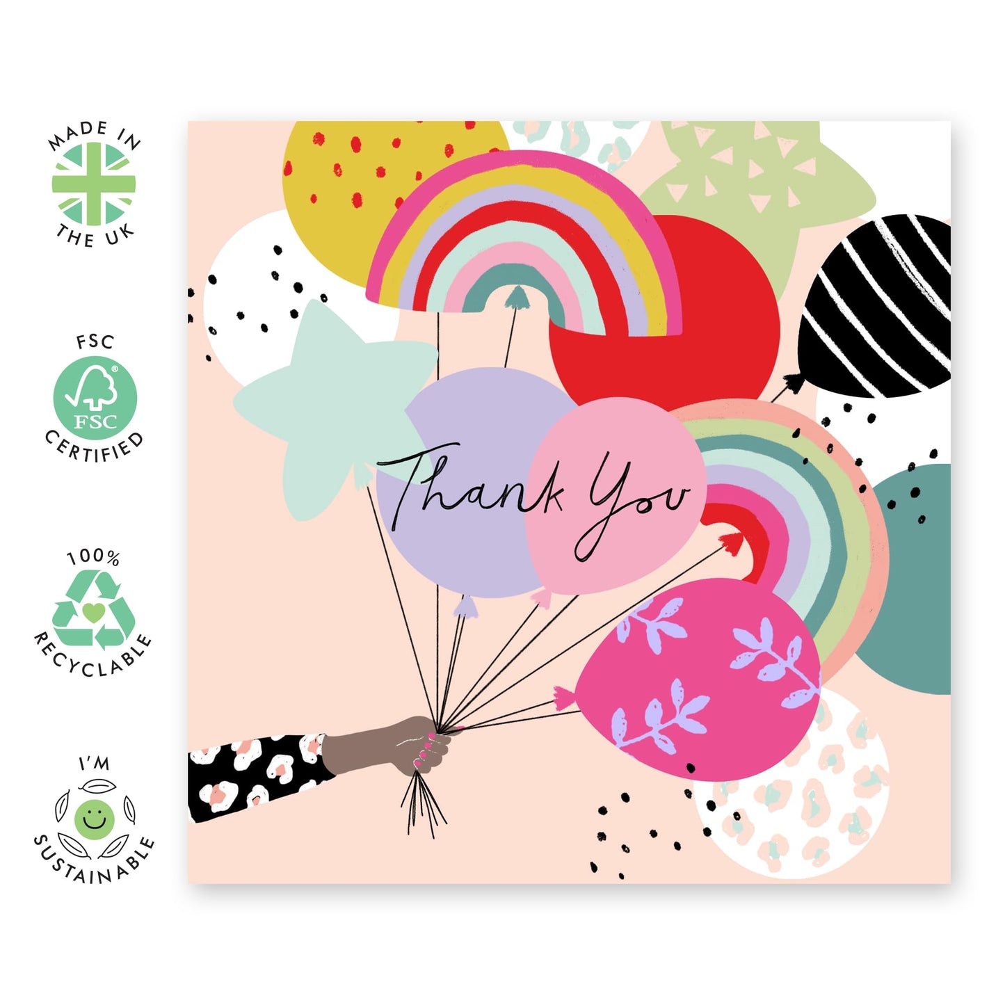Thank You Cards For Men Women - Balloons Rainbows Stars - Trendy Thank You Notes With Envelopes - Appreciation Gifts For Mum Dad Sister In Law Friends - Comes With Fun Stickers By Central 23