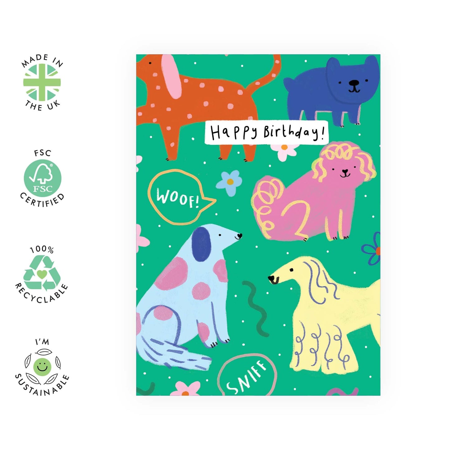 Birthday Card - 'HBD DOG PATTERN' - Perfect for Celebrating Dog Lovers with Style and Fun - Ideal for Him Her BFFs Friends and Family Who Adore Their Pooches - Comes With Stickers By Central 23