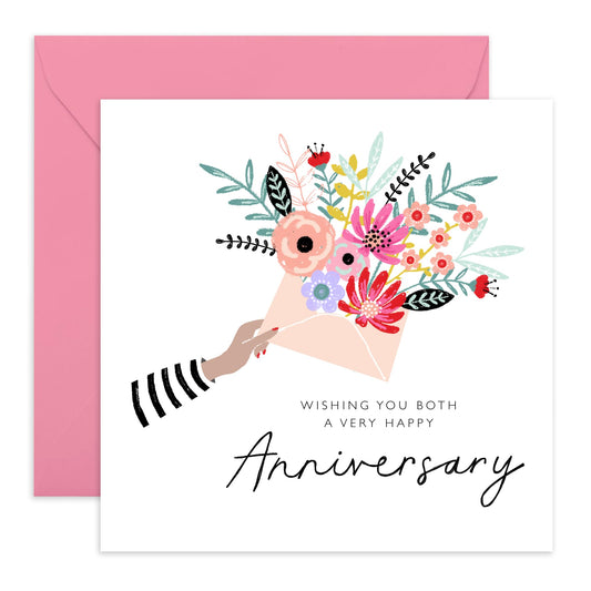Wedding Anniversary Card Husband Wife - Anniversary Both Envelope Floral - Anniversary Card For Couple Girlfriend Boyfriend - Greeting Cards For Fiance- Comes With Fun Stickers By Central 23