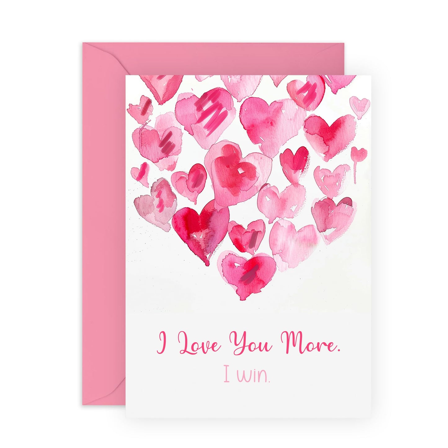 Love Cards For Him Her - I Love You More Watercolour Hearts - Valentines Day Card Girlfriend Boyfriend - Gift For Fiance - Anniversary Card Couple - Husband Wife - Comes With Stickers By Central 23