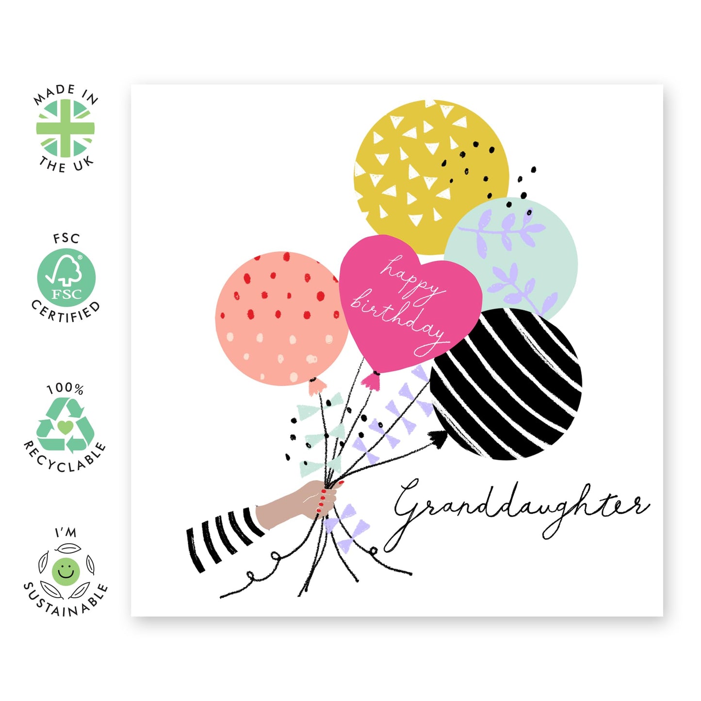 Birthday Cards For Girls Teenage Women - Granddaughter Birthday Card For Her - Elegant Greeting Cards - Pretty Granddaughter Gifts - Comes With Fun Stickers - By Central 23