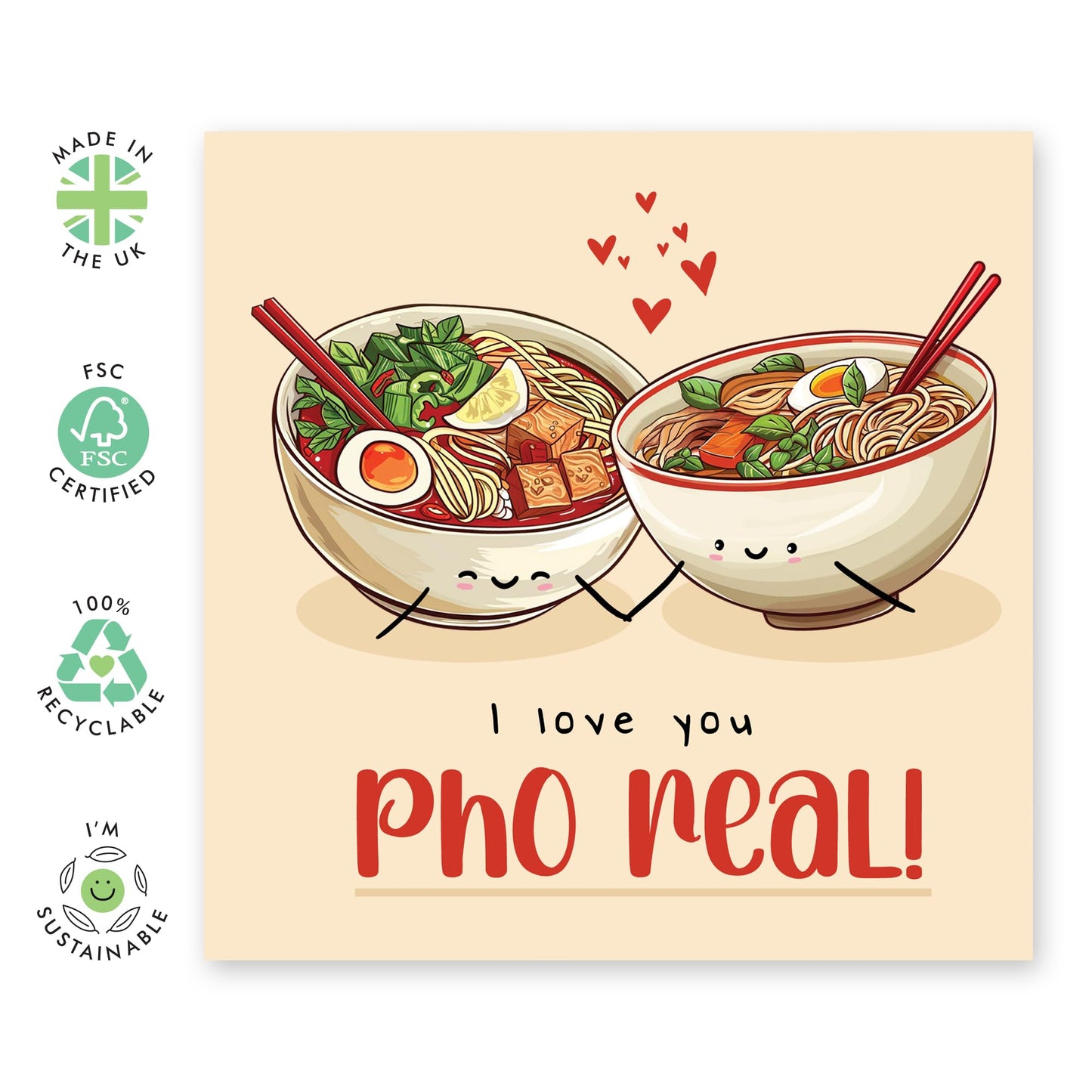 Birthday Cards For Her Him - I Love You Pho Real - Love Cards Husband Wife - Valentines Day Card Girlfriend Boyfriend - Gift For Fiance - Anniversary Card Couple - Comes With Stickers By Central 23
