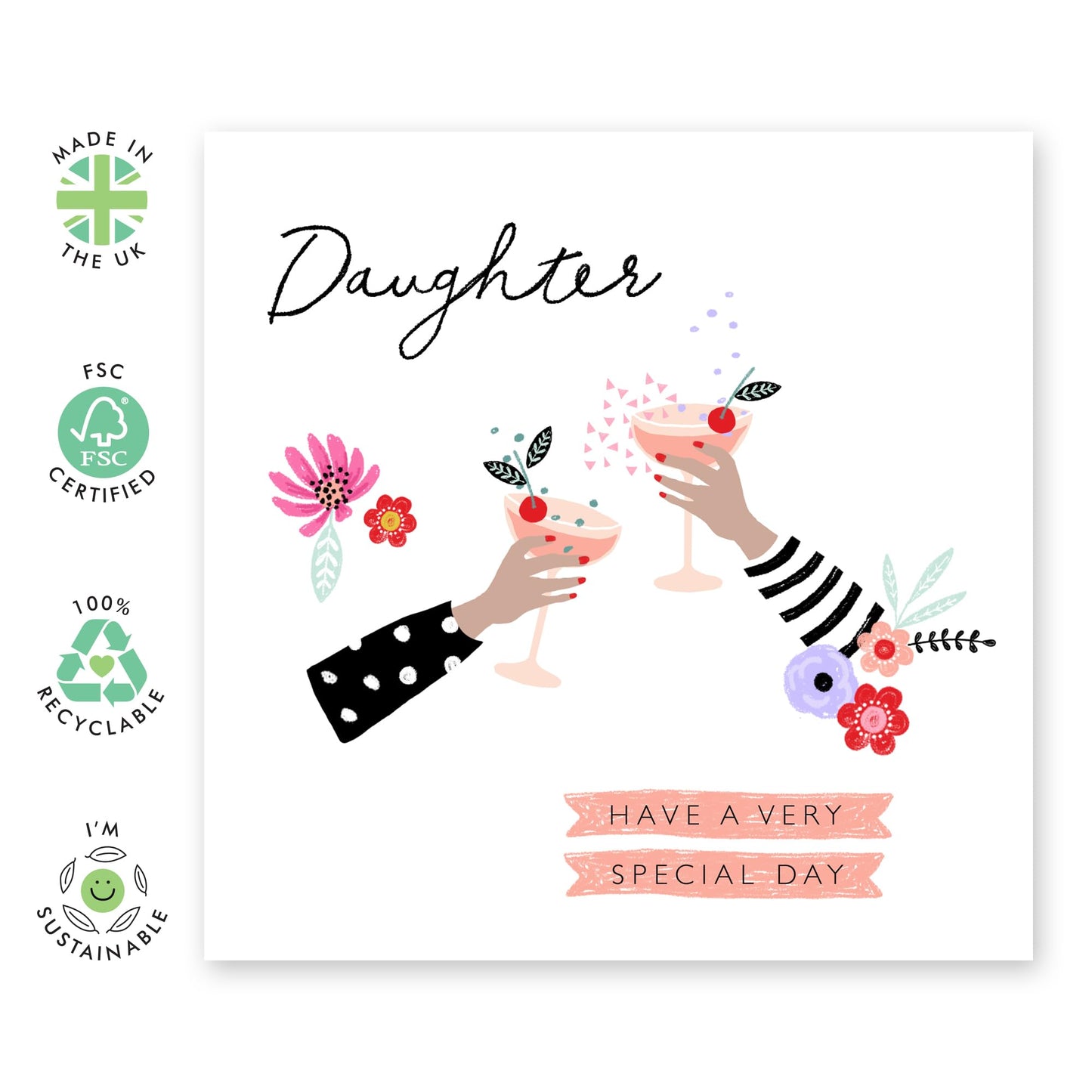 Daughter Birthday Cards From Parents - Happy Birthday Cards For Her - Cheers Cocktails Greeting Cards For Girls Female - Celebration Gifts For Women - Comes With Cute Stickers By Central 23