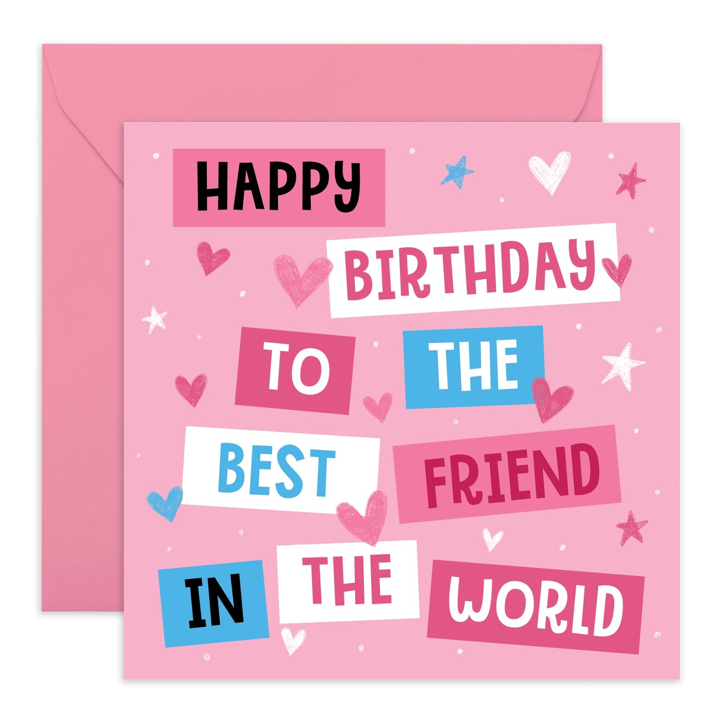 Friend Birthday Card Female - To The Best Friend In The World - Sweet Birthday Cards For Women - For Bestie BFF - Friendship Gifts For Birthday - Comes With Stickers - By Central 23