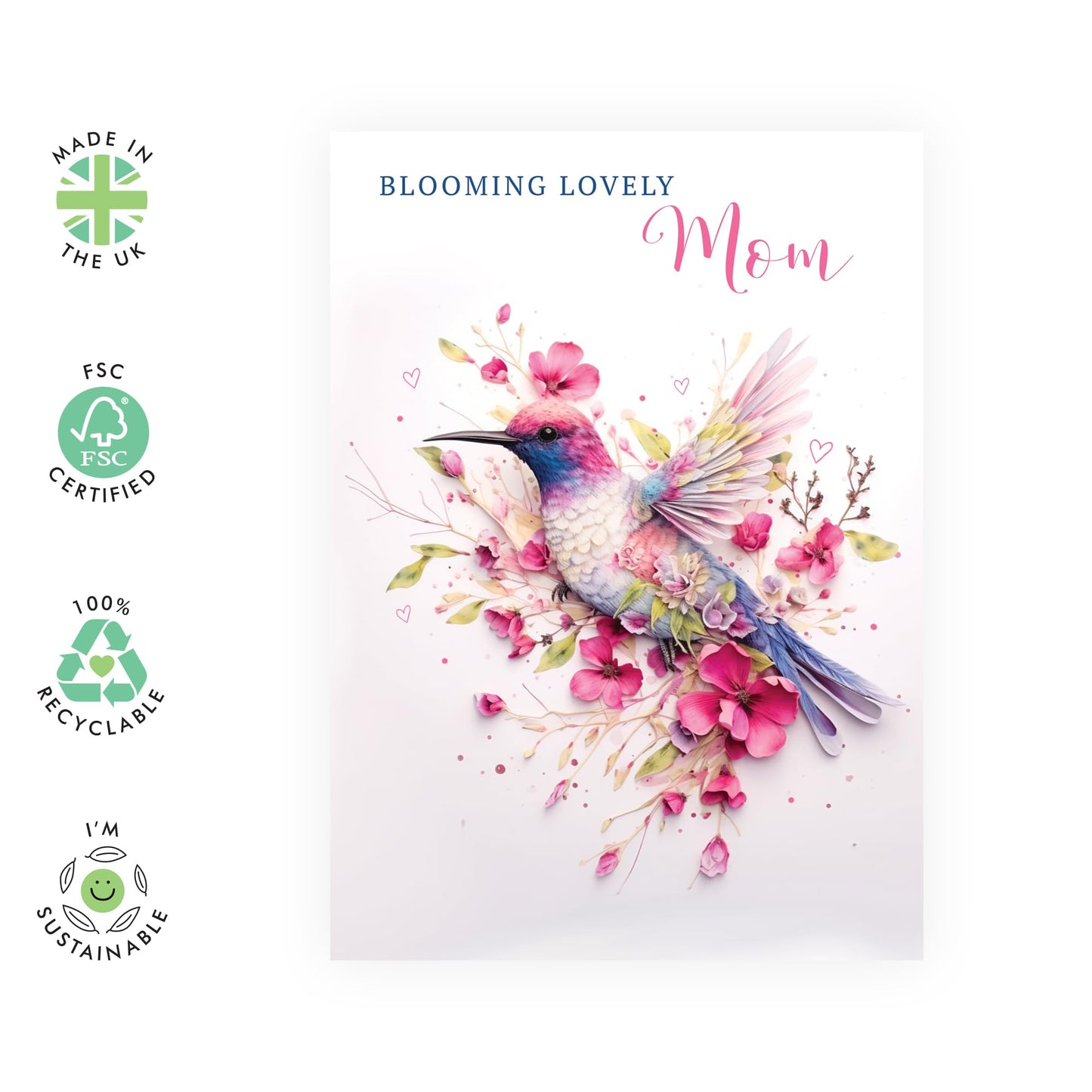 Elegant Greeting Cards For Women - Mum Birthday Card - Blooming Lovely Birds - Mothers Day Card For Mummy - Pretty Flower Card - Gifts For Her Female - Comes With Fun Stickers By Central 23