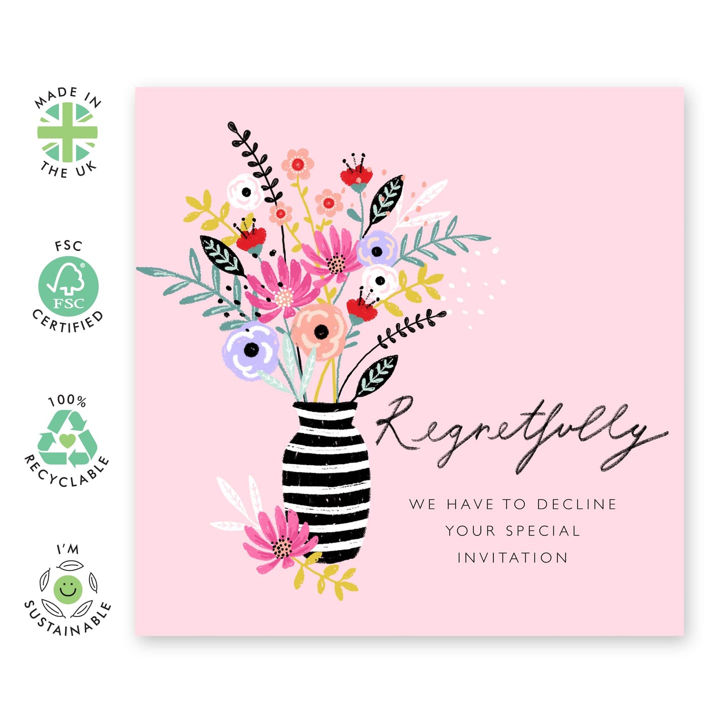 Declined Wedding Invitations Response - Vase Regretfully Decline Invite - Rsvp Reply Card From Entourage - Wedding Invitations Groom Bride - Wedding Regret Card - Comes With Fun Stickers By Central 23