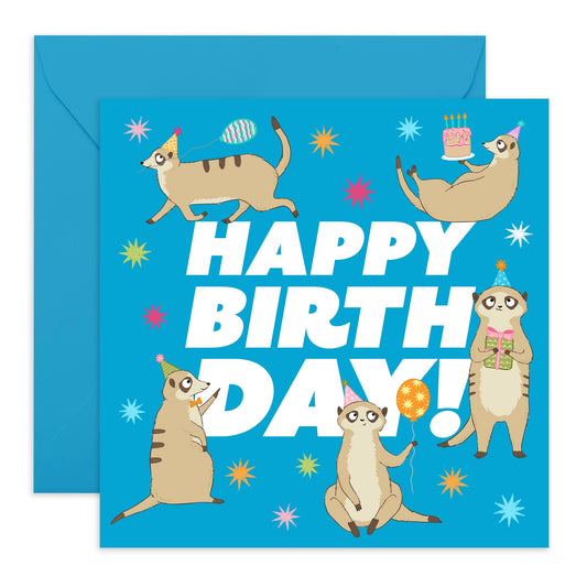 Greeting Card - 'BIRTHDAY MEERKATS' - Perfect for Celebrating with a Fun Twist & Adorable Meerkat Design - Ideal for Adding a Touch of Joy & Whimsy to Any Birthday - Comes With Stickers By Central 23