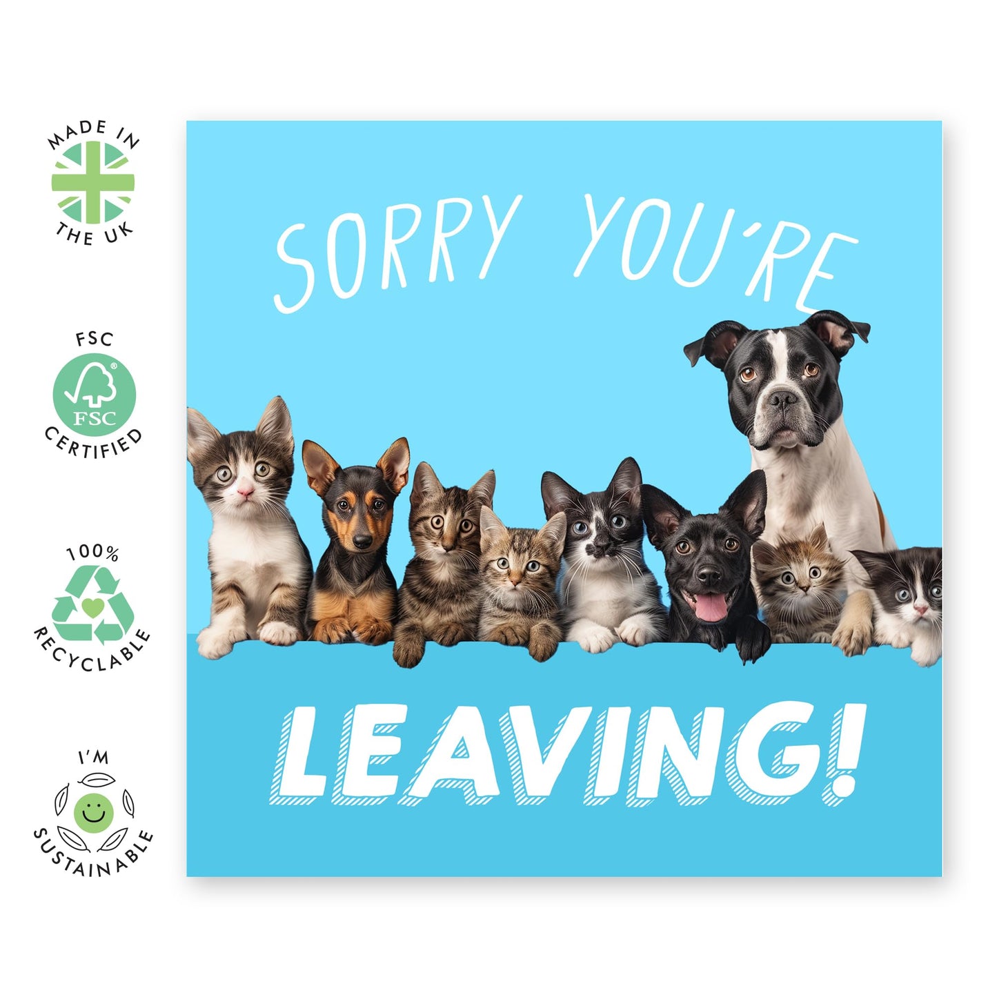 Farewell Card - 'DOGS LEAVING' - Perfect for Sending Off with a Touch of Canine Humor and Heartwarming Design - Ideal for Best Friends, Families, and Colleagues - Comes With Stickers By Central 23