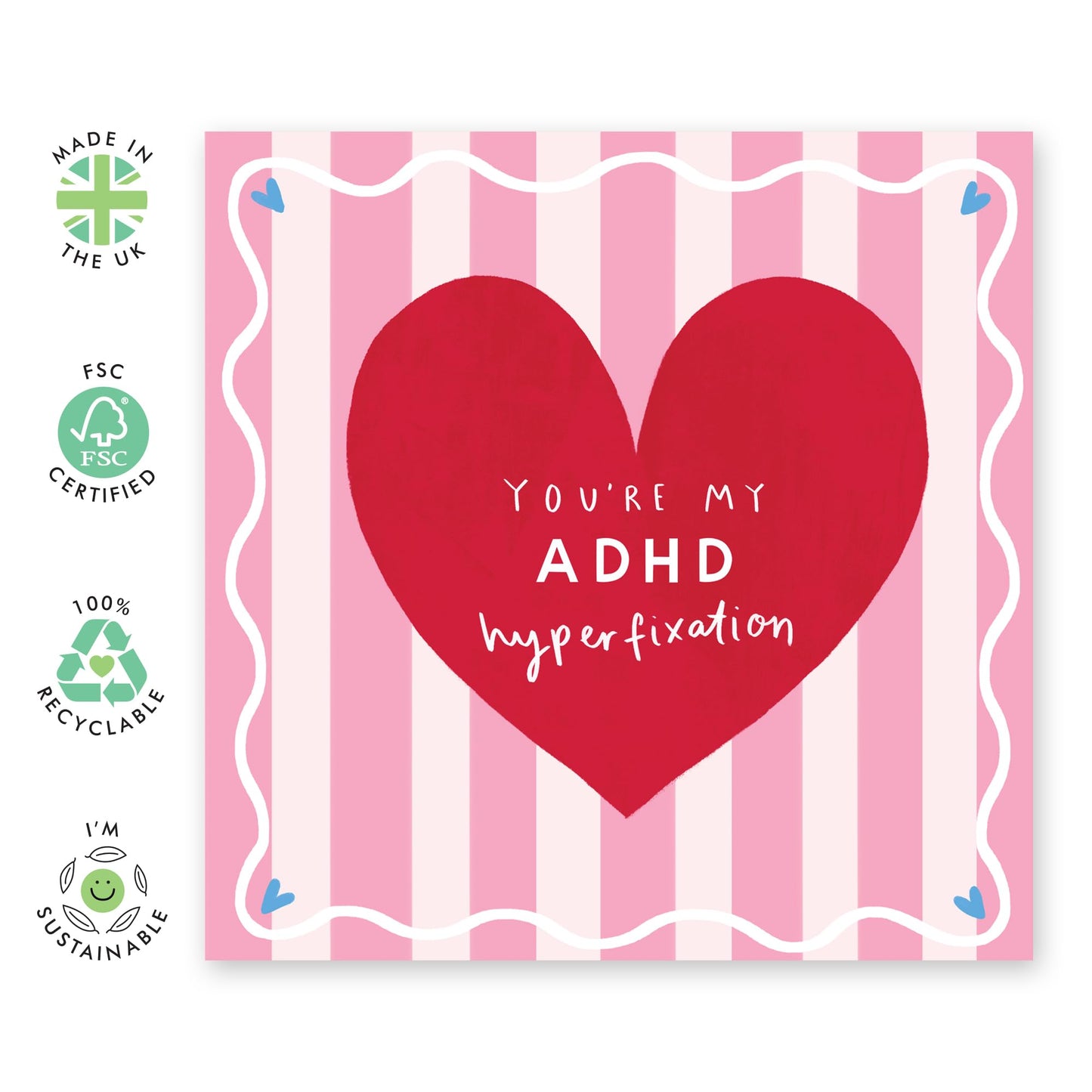 Playful Love Card - You're My ADHD Hyperfixation – Cute Anniversary or Valentine's Day Ideas for Partner, Crush, Him, Her, Girlfriend, Boyfriend, Babe, Sweetheart - Comes with Fun Stickers