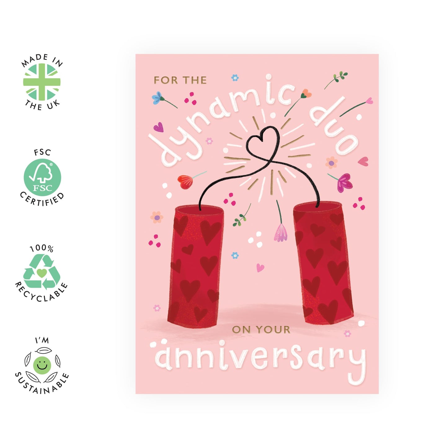 Fun Anniversary Card for Them – 'For the Dynamic Duo' – Gifts for Couples, Brother, Sister, Friends, Relatives, Neighbours and Family - Dynamite Partners