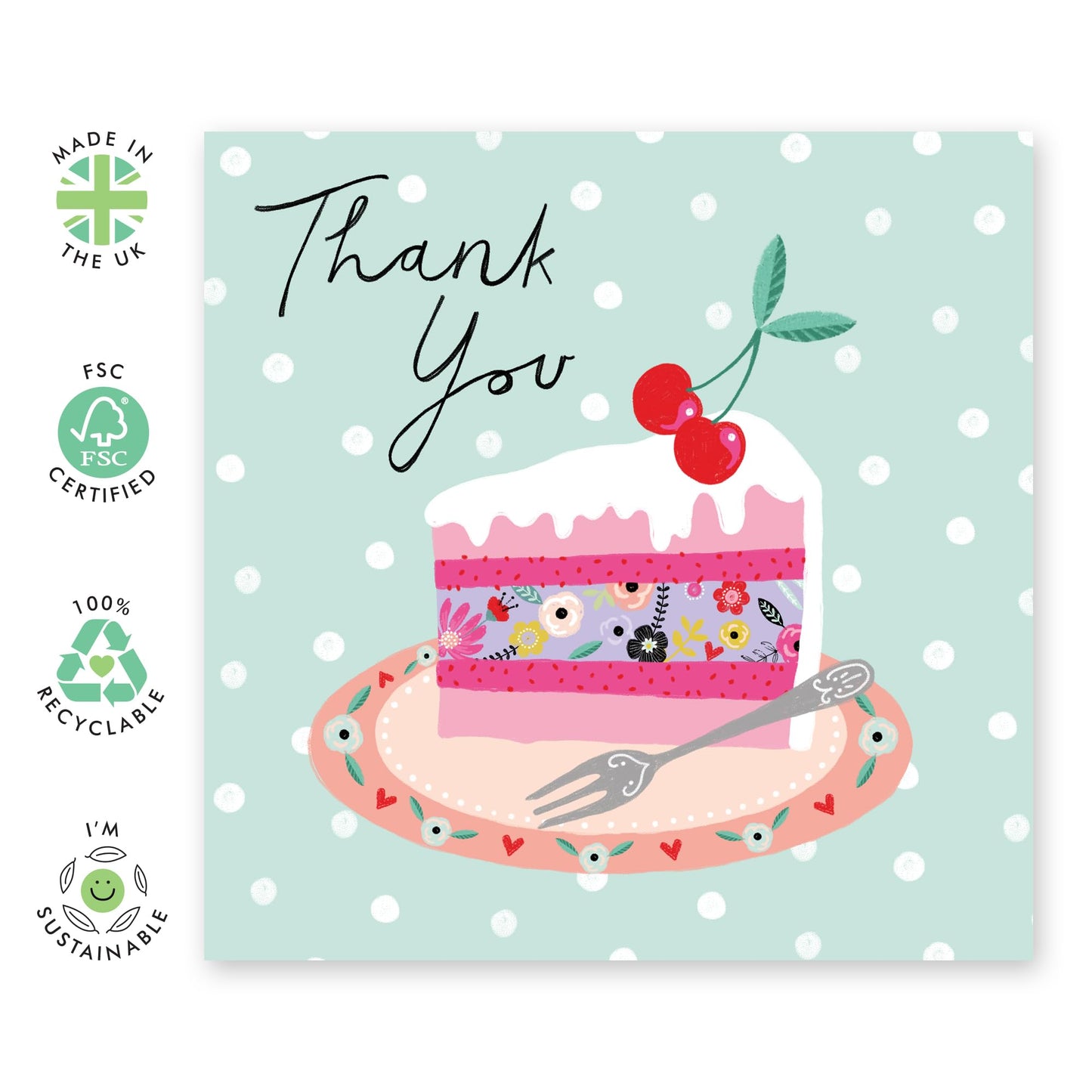 Thank You Card Wedding Baby Shower Party - Cherry Cake - Thanks You Cards For Women Student Teacher Doctor Neighbor - Appreciation Gifts For Employee Coworker - Comes With Stickers By Central 23