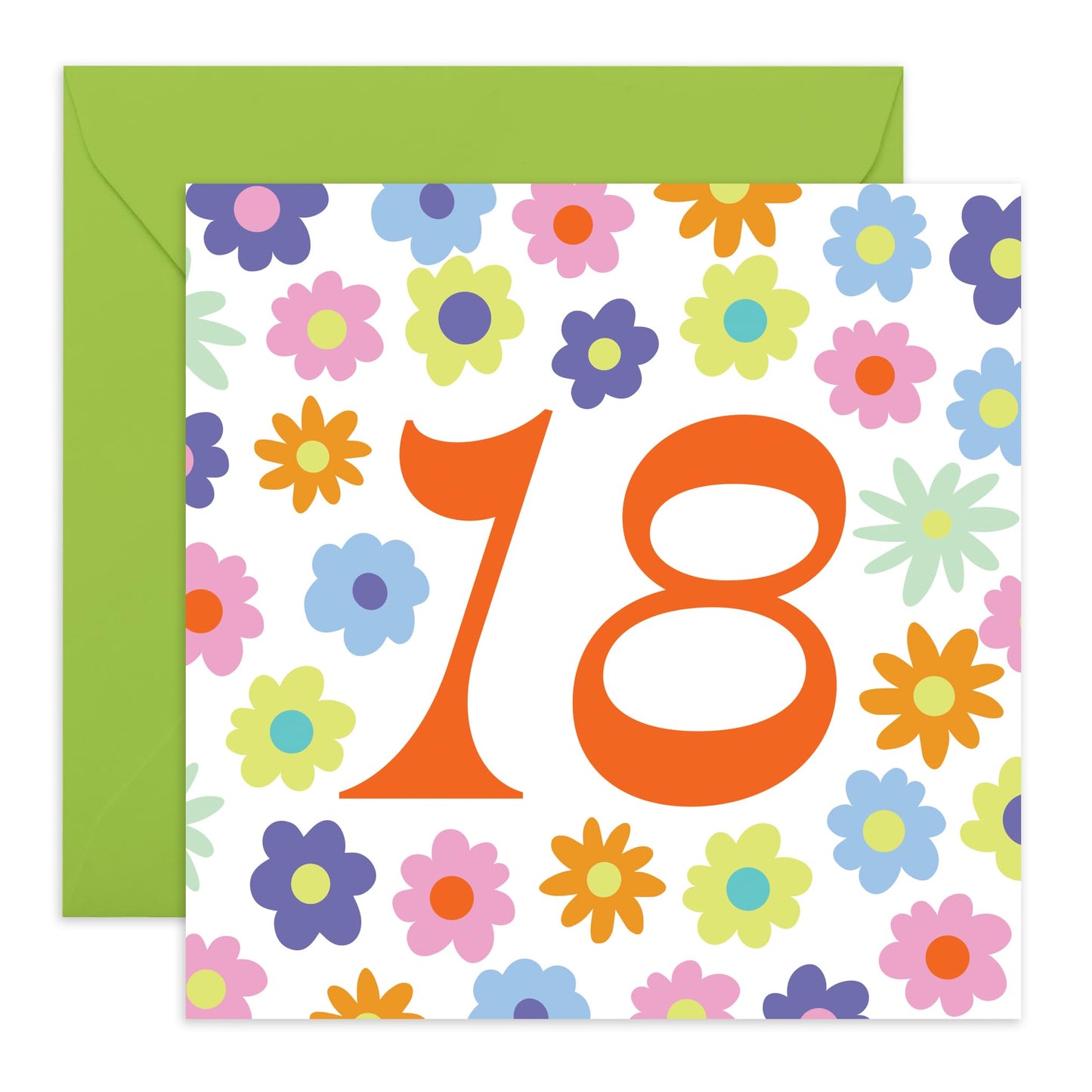 18th Birthday Card For Her - Rainbow Floral 18 - Happy Eighteenth Birthday Cards Daughter - 18 Year Old Gifts For Best Friend Women Him Her - Comes With Fun Stickers - By Central 23